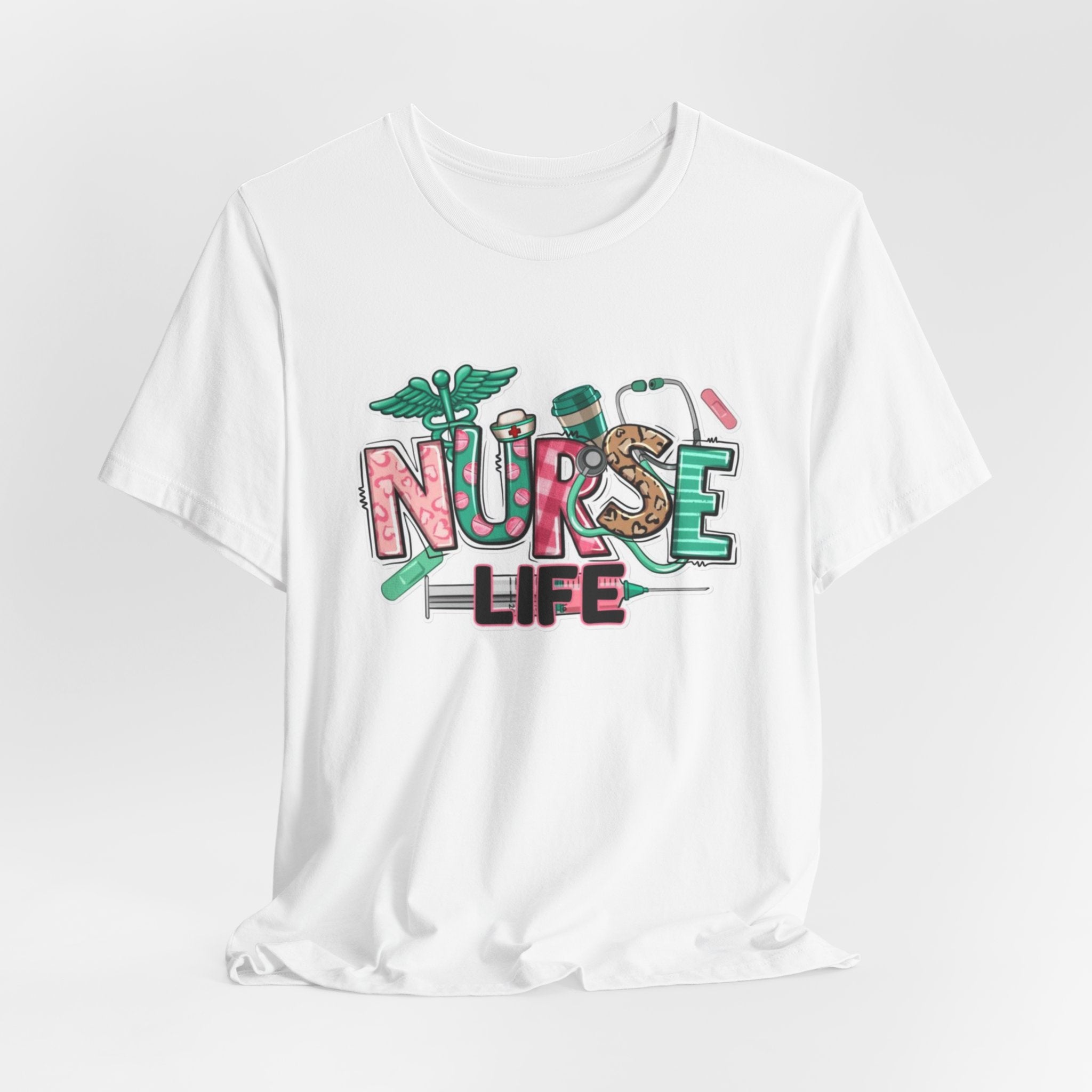 Nurse Life T-Shirt – Cute Medical Scrubs Tee with Stethoscope & Pill Graphic