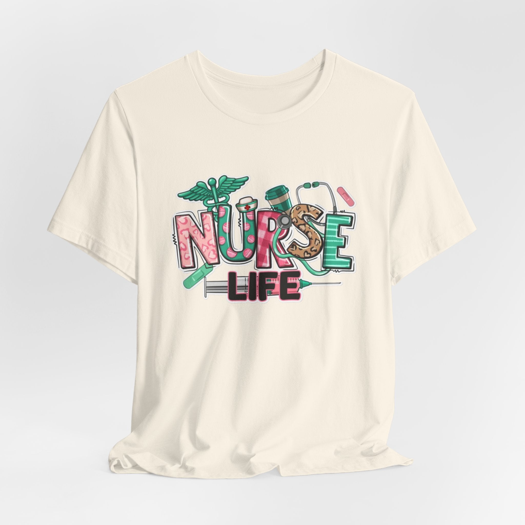 Nurse Life T-Shirt – Cute Medical Scrubs Tee with Stethoscope & Pill Graphic