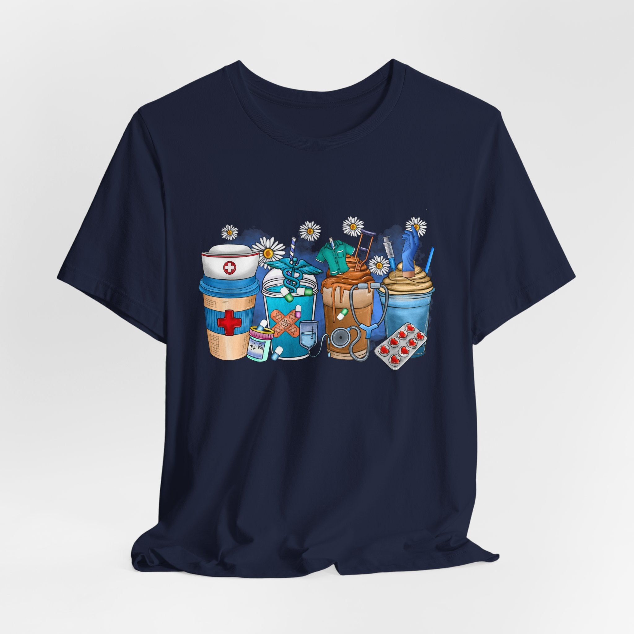 Nurse Life T‑Shirt — Cute Medical Coffee & Scrubs Illustration Tee