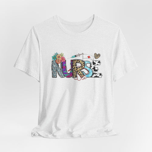 Nurse Floral & Leopard Graphic Tee — Cute Nursing Shirt