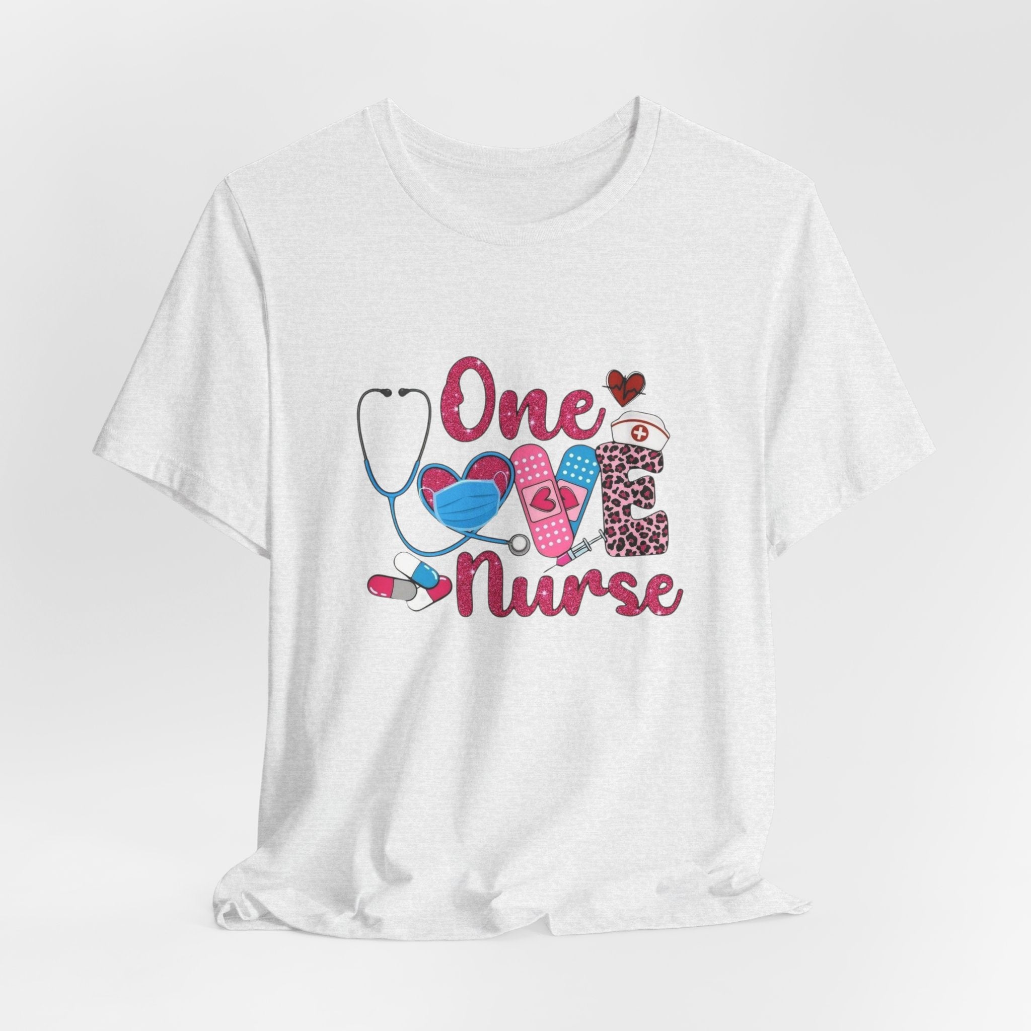Nurse Love T-Shirt — "One Love Nurse" Cute Stethoscope & Bandage Design