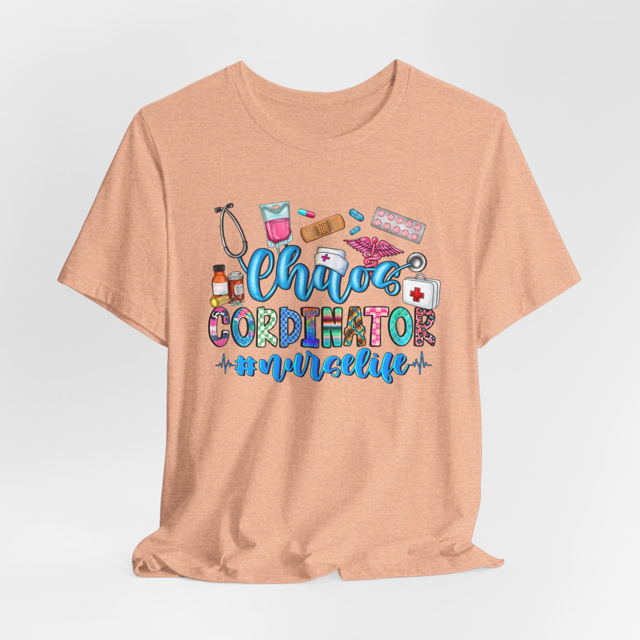 Chaos Coordinator Nurse T-Shirt – Cute Medical Icons Nursing Tee
