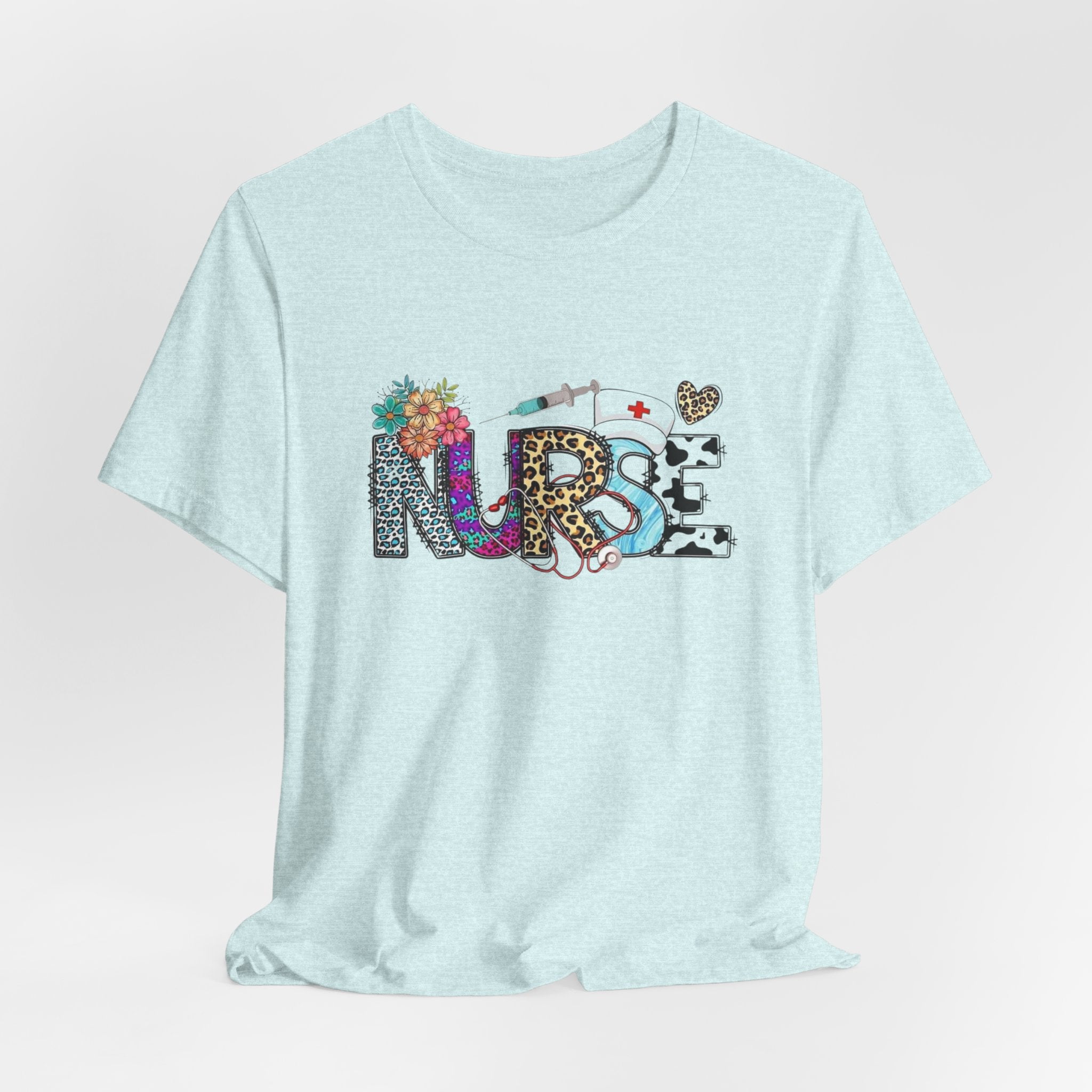 Nurse Floral & Leopard Graphic Tee — Cute Nursing Shirt