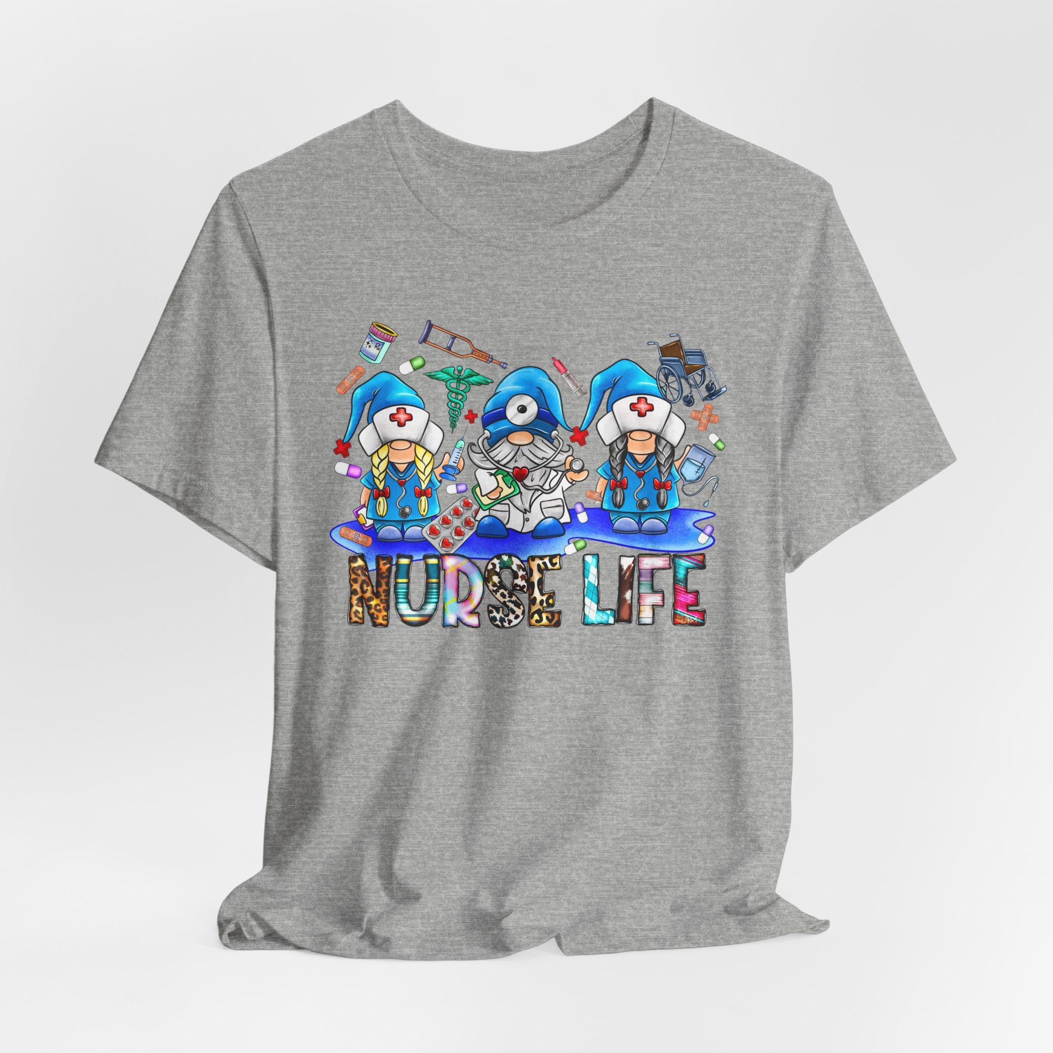 Nurse Life Graphic Tee – Cute Gnome Nurses Design
