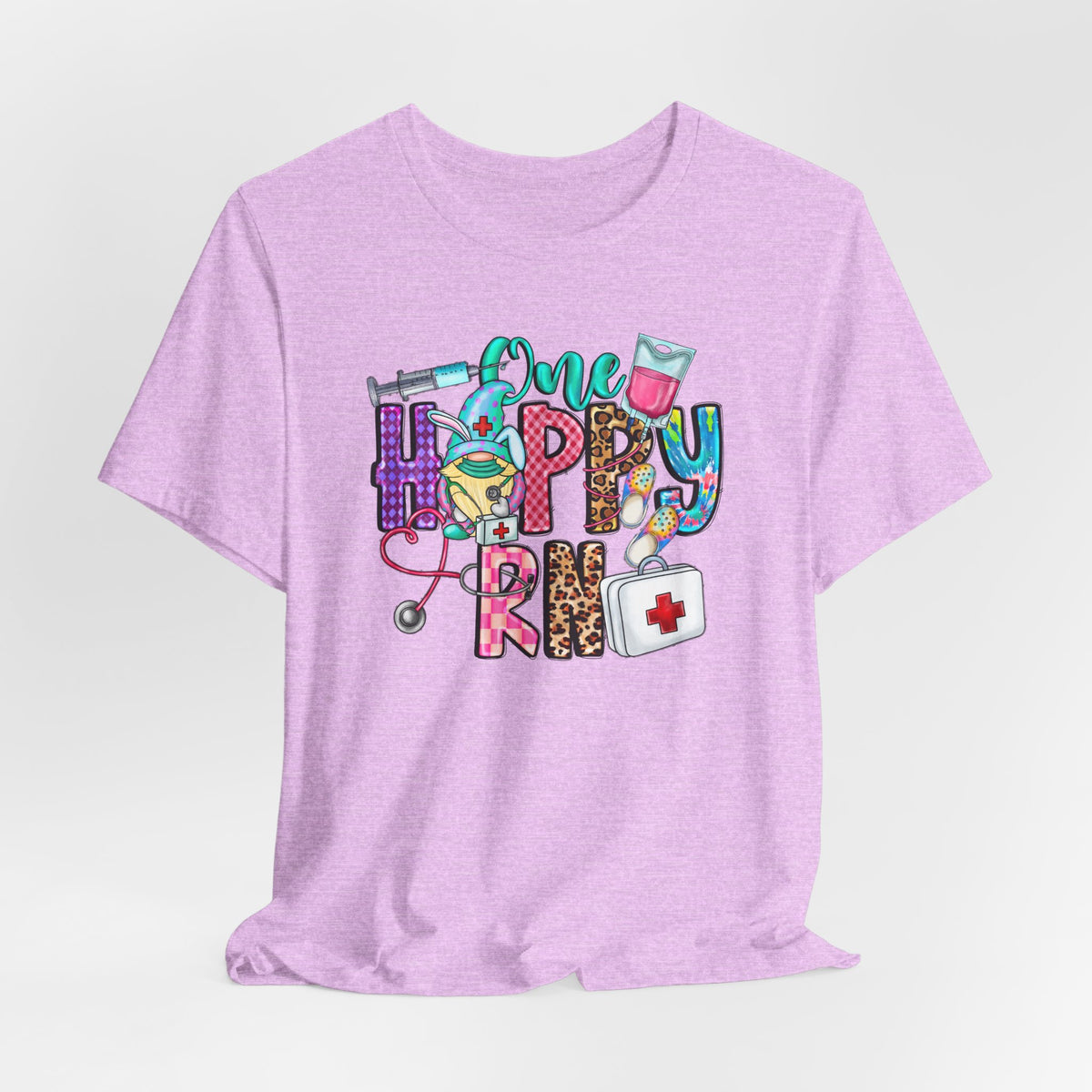 Nurse 'One Happy RN' Graphic Tee – Cute Colorful Nursing T-Shirt