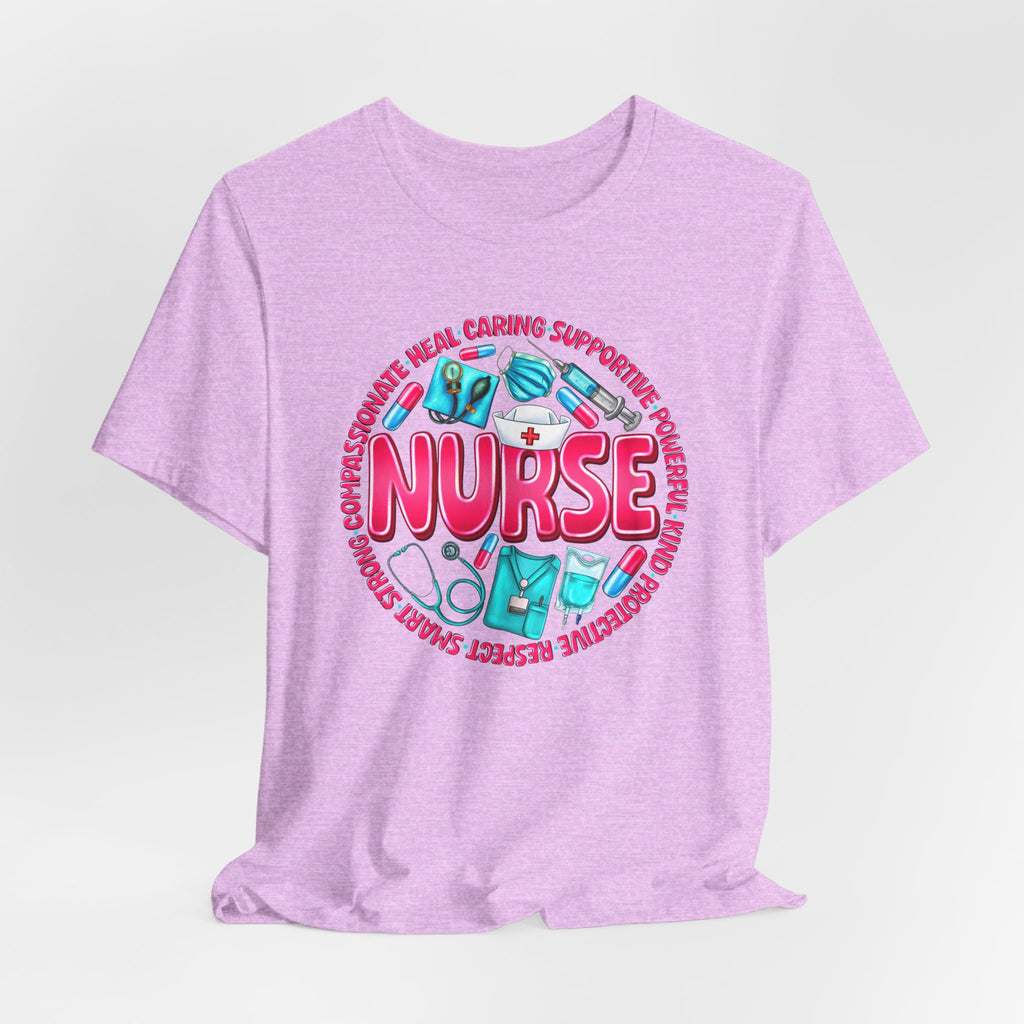 Nurse Graphic Tee – Cute Medical Icons & 'NURSE' Word Art