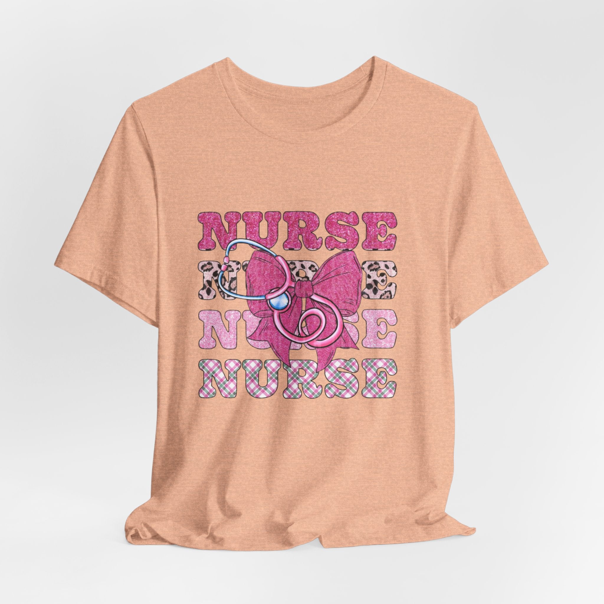 Nurse Life T-Shirt - Pink Stethoscope & Bow Graphic