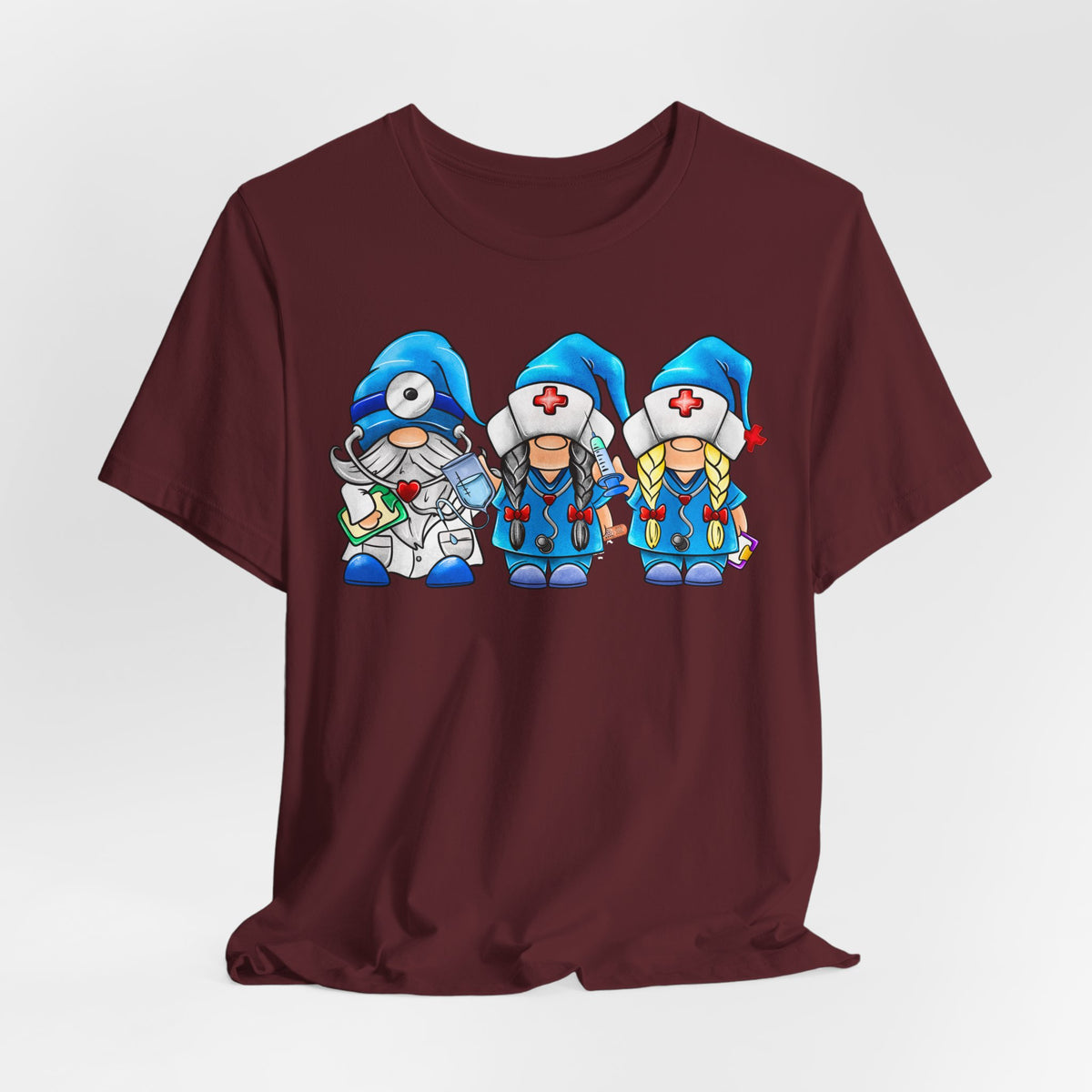 Nurse Gnome Trio T-Shirt – Cute Medical Team Graphic Tee