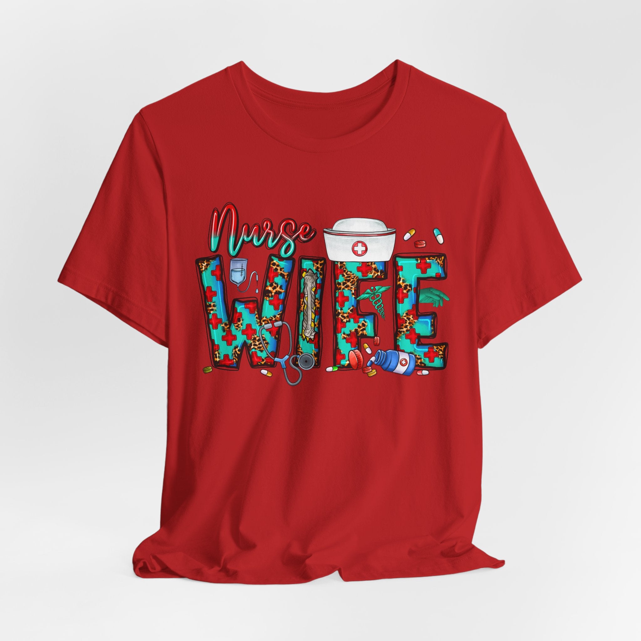 Nurse Wife T‑Shirt — Floral Medical Design Tee for Nursing Spouses