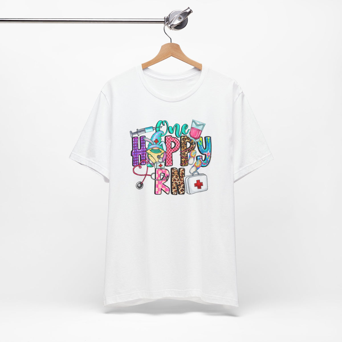 Nurse 'One Happy RN' Graphic Tee – Cute Colorful Nursing T-Shirt