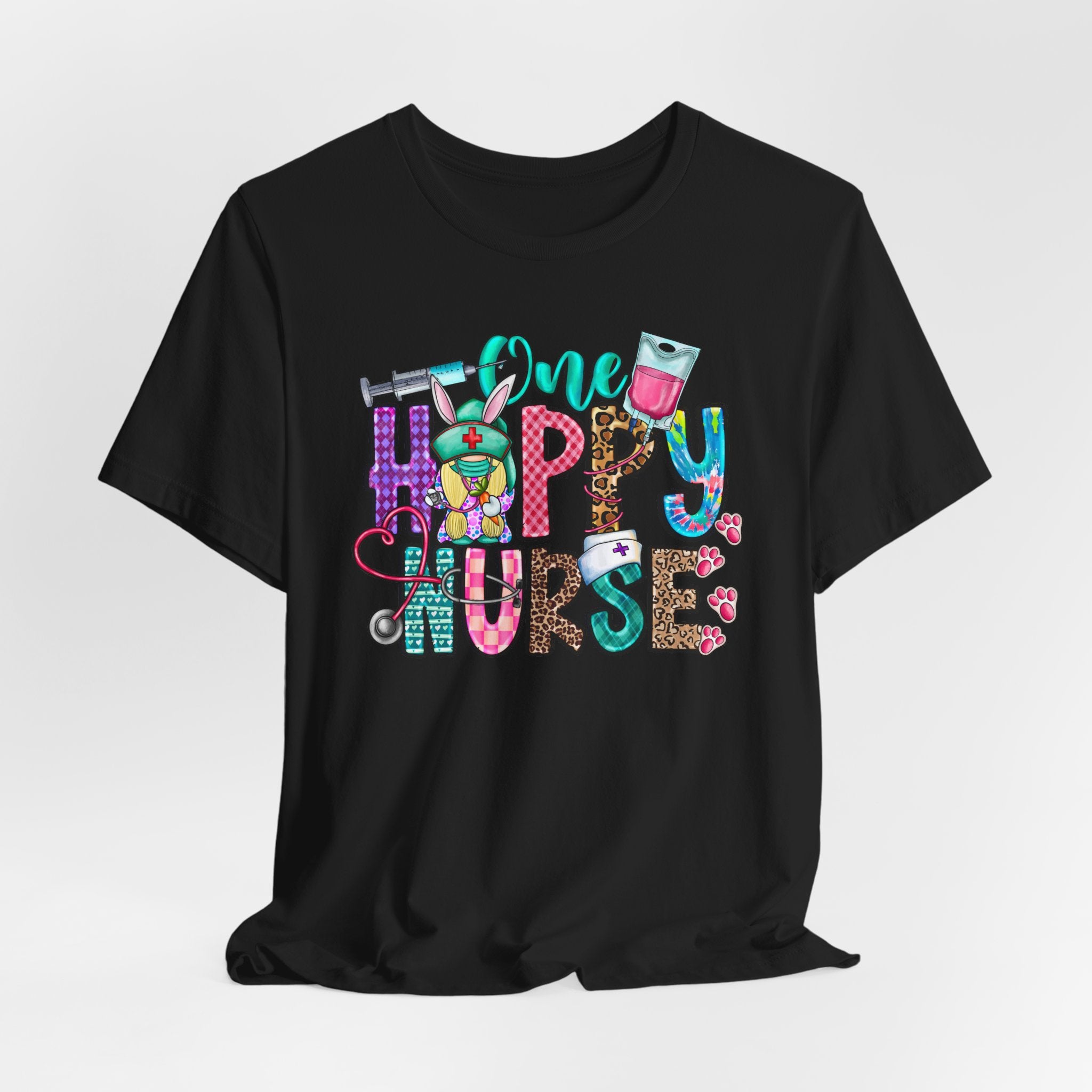 Happy Nurse Graphic Tee — Cute “One Happy Nurse” Scrubs Shirt