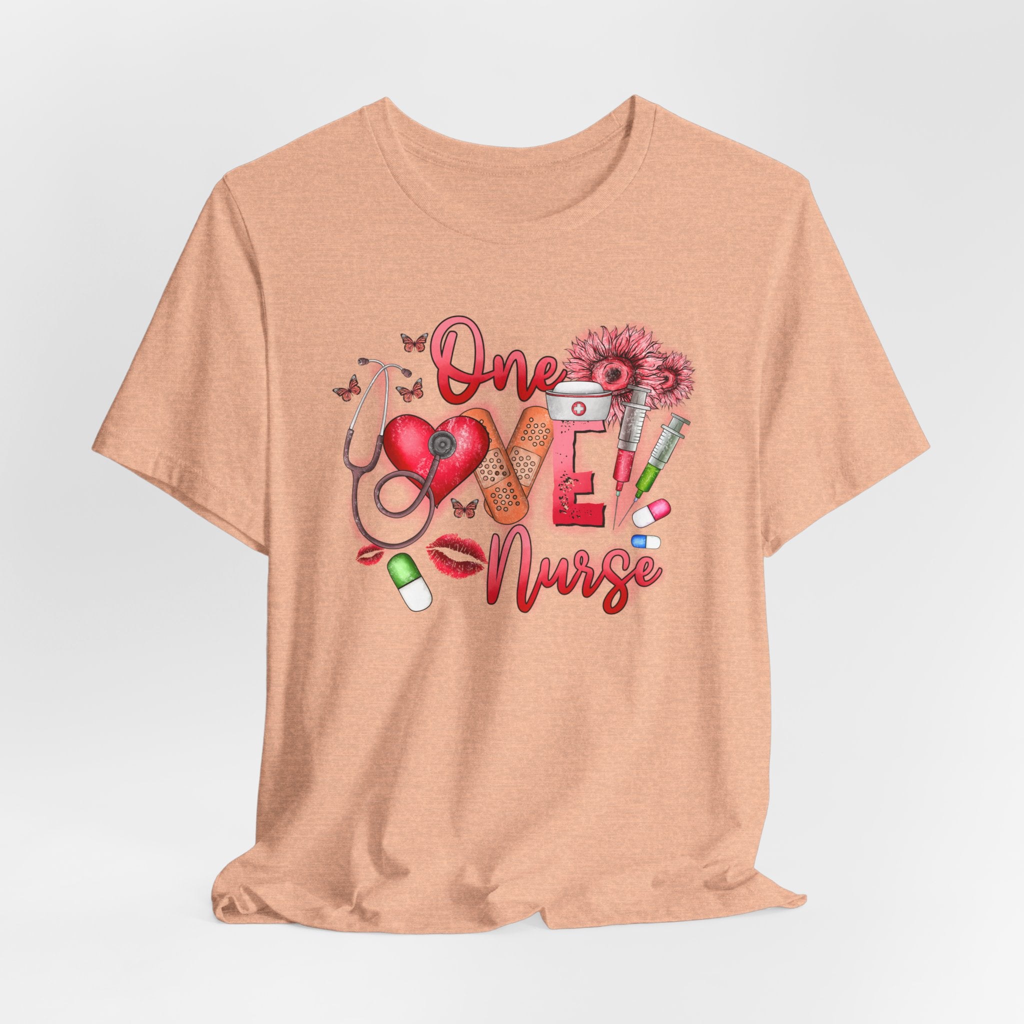Nurse Tee — 'One Love Nurse' Floral Medical Graphic Shirt