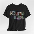 Pediatric Nurse Graphic Tee — Colorful Stethoscope & Baby Prints Design