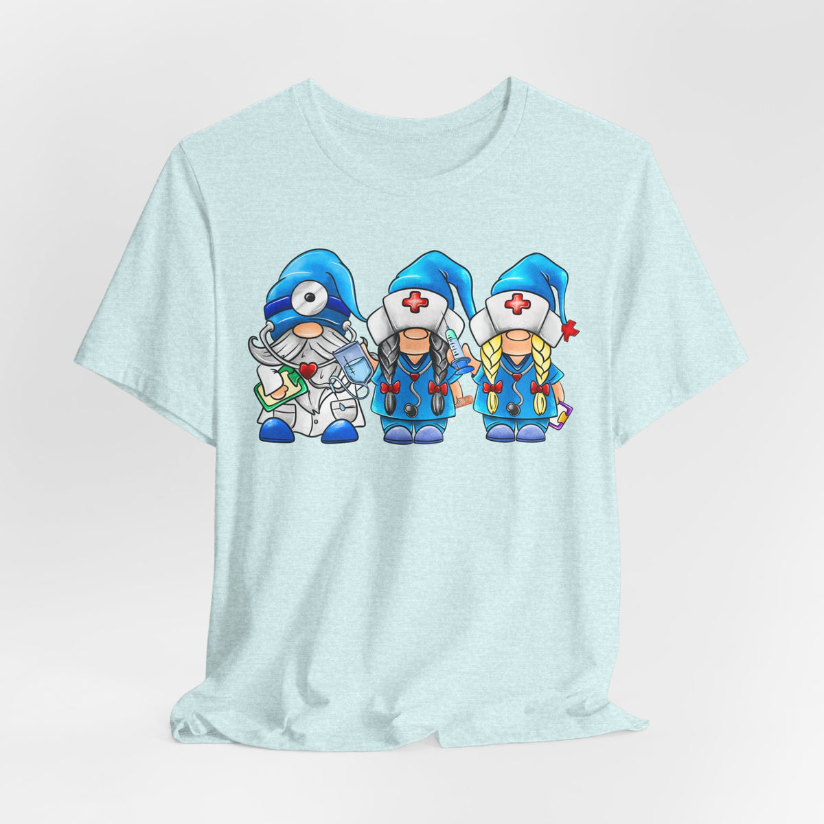 Nurse Gnome Trio T-Shirt – Cute Medical Team Graphic Tee
