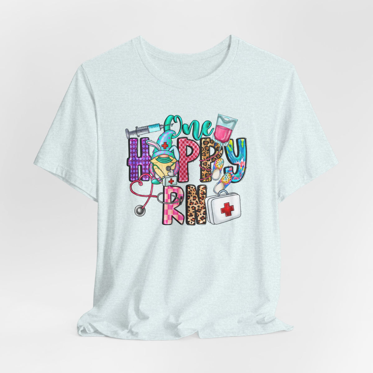 Nurse 'One Happy RN' Graphic Tee – Cute Colorful Nursing T-Shirt