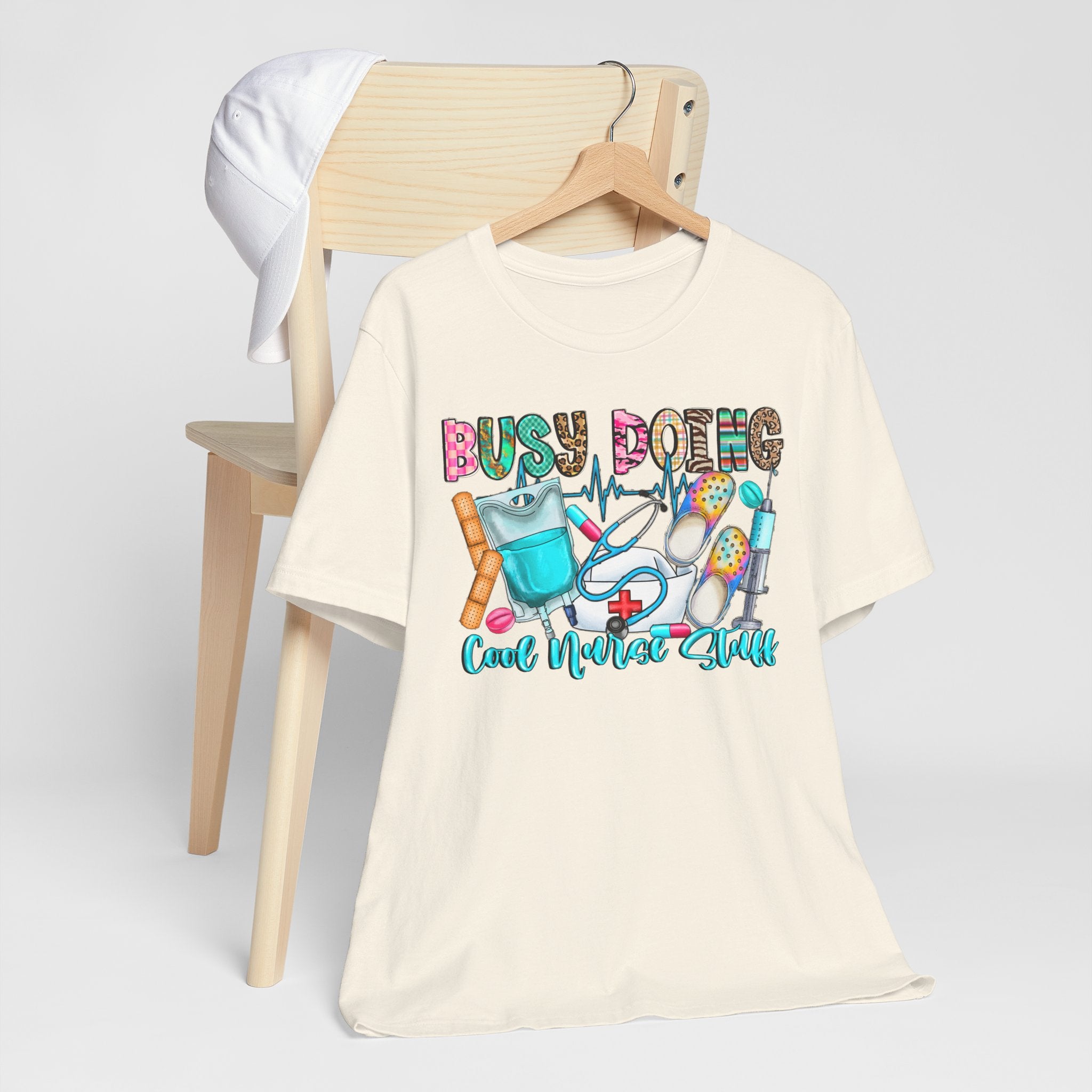 Nurse Tee "Busy Being Calm Never Slept" – Cute Medical Scrubs Graphic T-Shirt