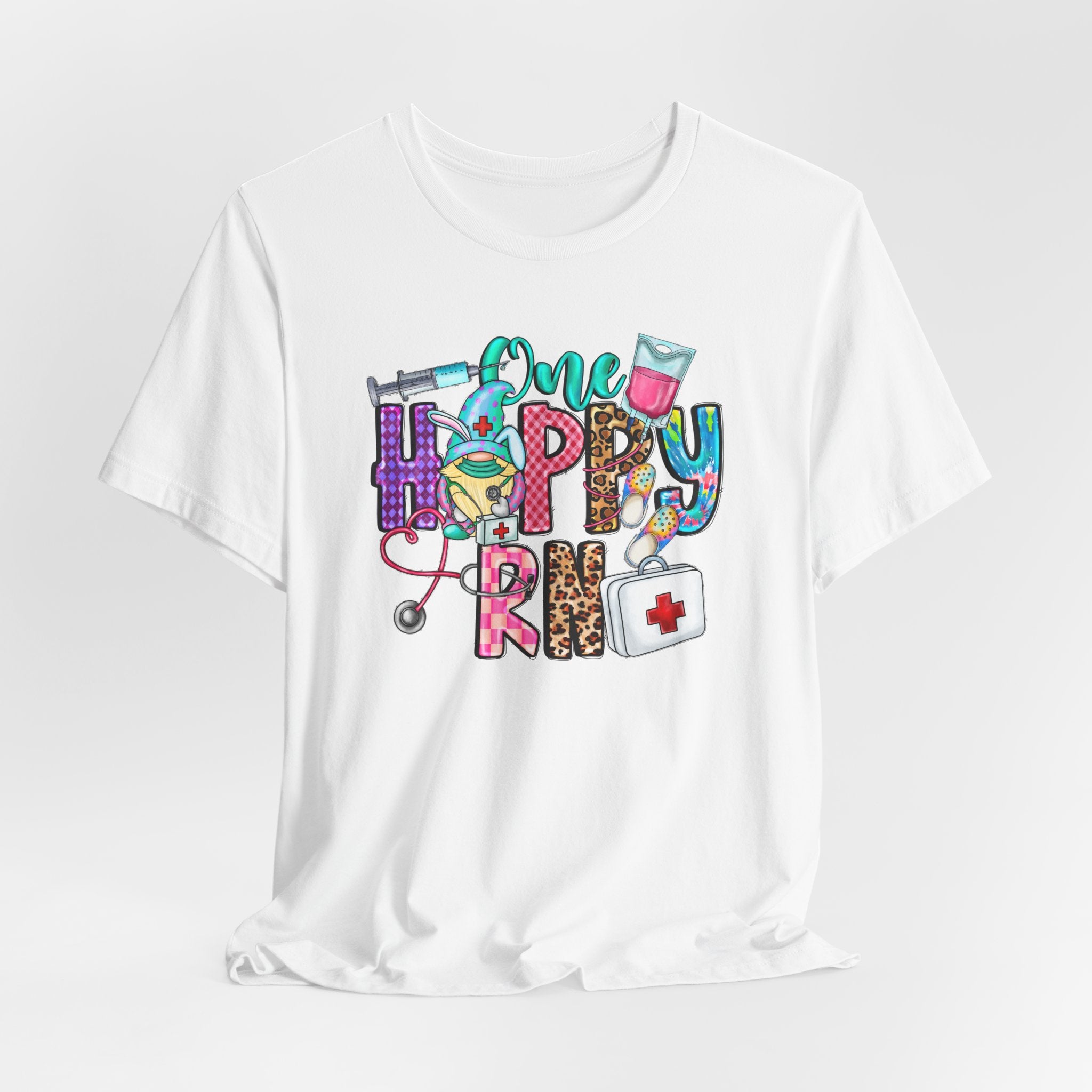 Nurse 'One Happy RN' Graphic Tee – Cute Colorful Nursing T-Shirt