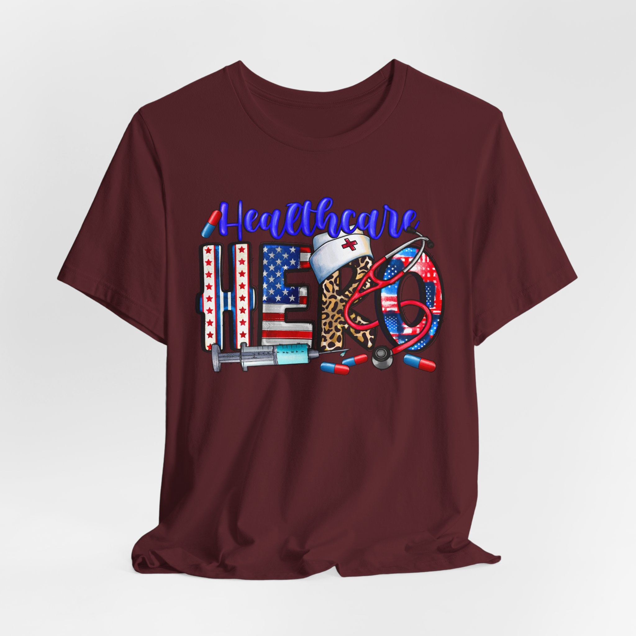 Healthcare Hero Tee — American Flag RN LPN Nursing Graphic T-Shirt