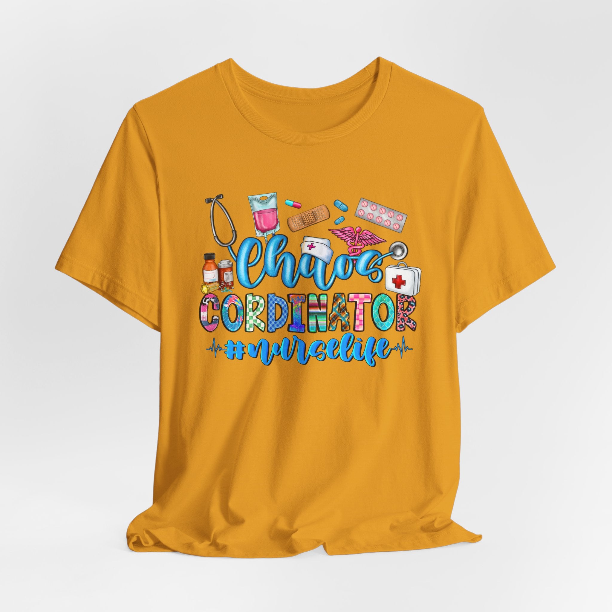 Chaos Coordinator Nurse T-Shirt – Cute Medical Icons Nursing Tee