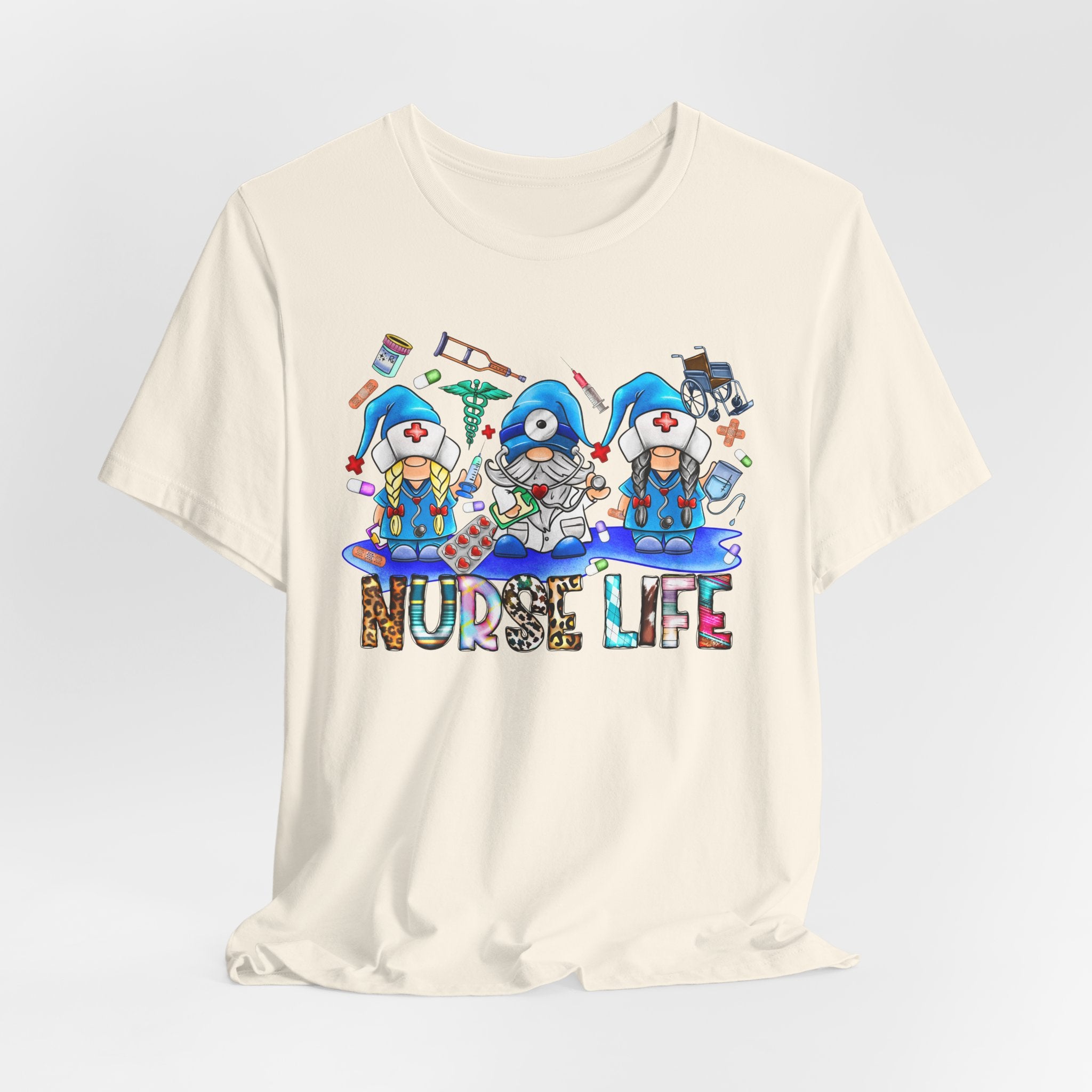 Nurse Life Graphic Tee – Cute Gnome Nurses Design