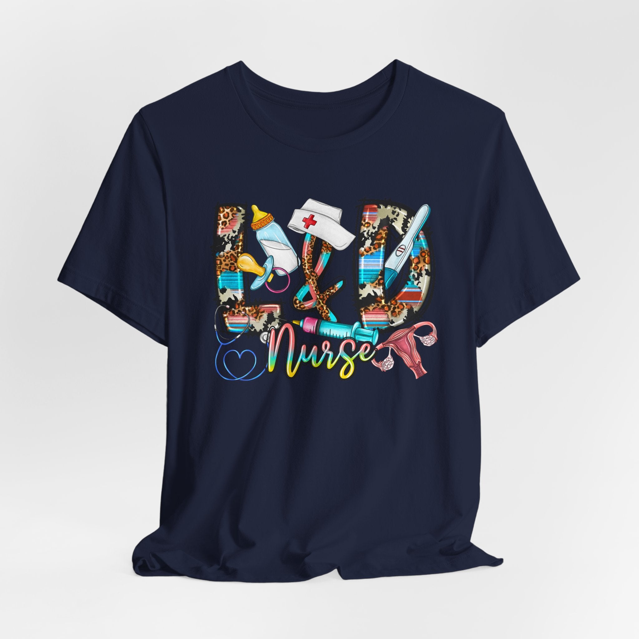 RN Nurse Graphic Tee - Colorful Medical Icons Scrubs Shirt for Registered Nurses
