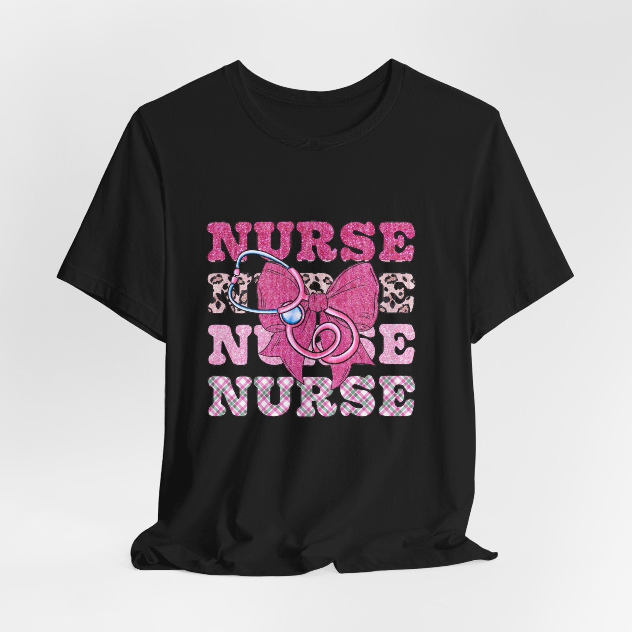 Nurse Life T-Shirt - Pink Stethoscope & Bow Graphic