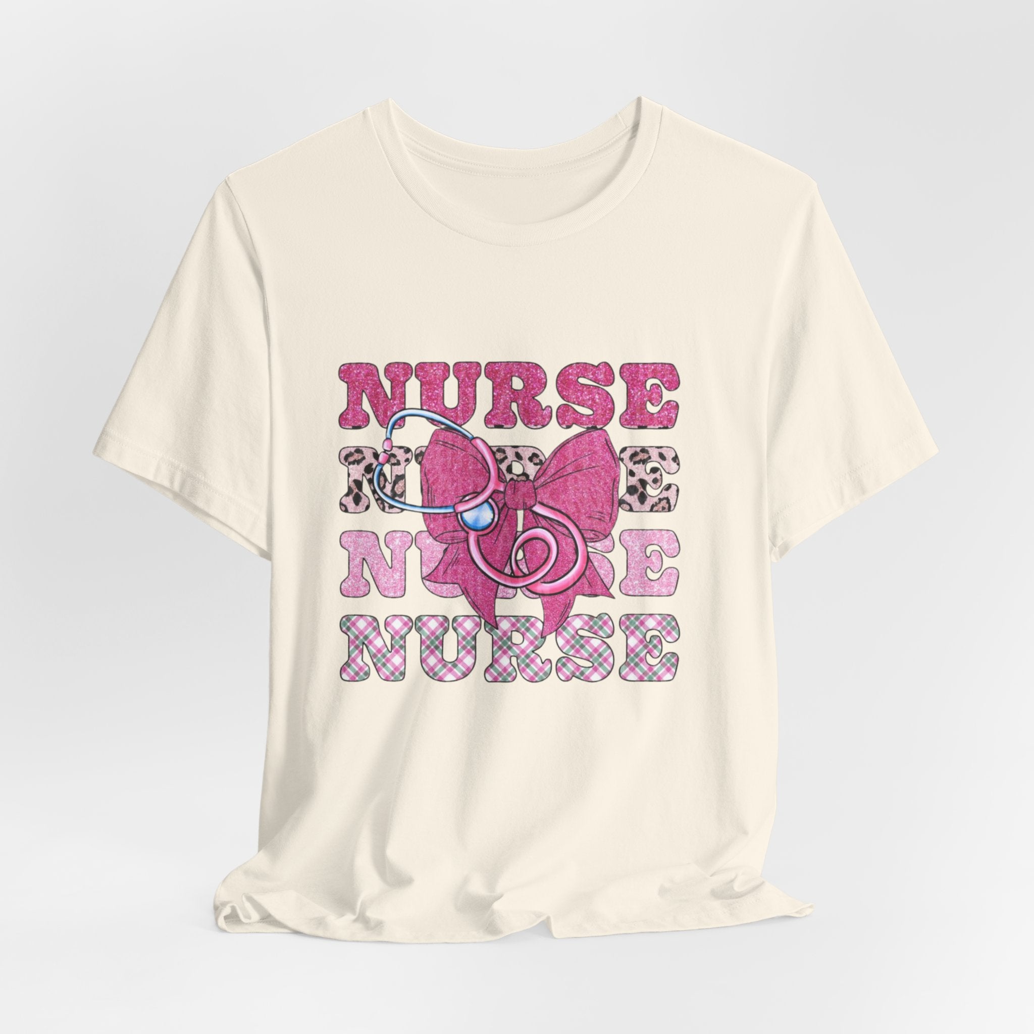 Nurse Life T-Shirt - Pink Stethoscope & Bow Graphic