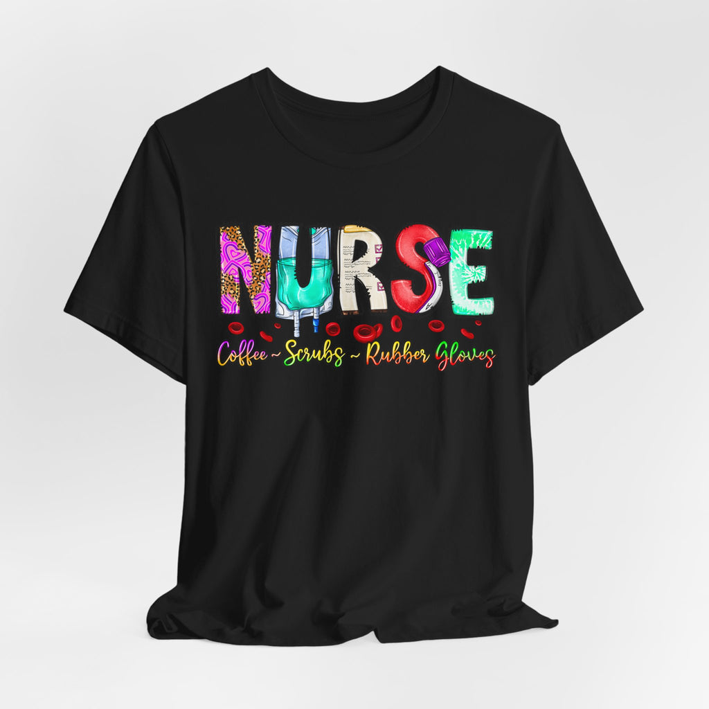 Nurse Flowers Graphic Tee — "NURSE" Colorful Floral Font with Hearts