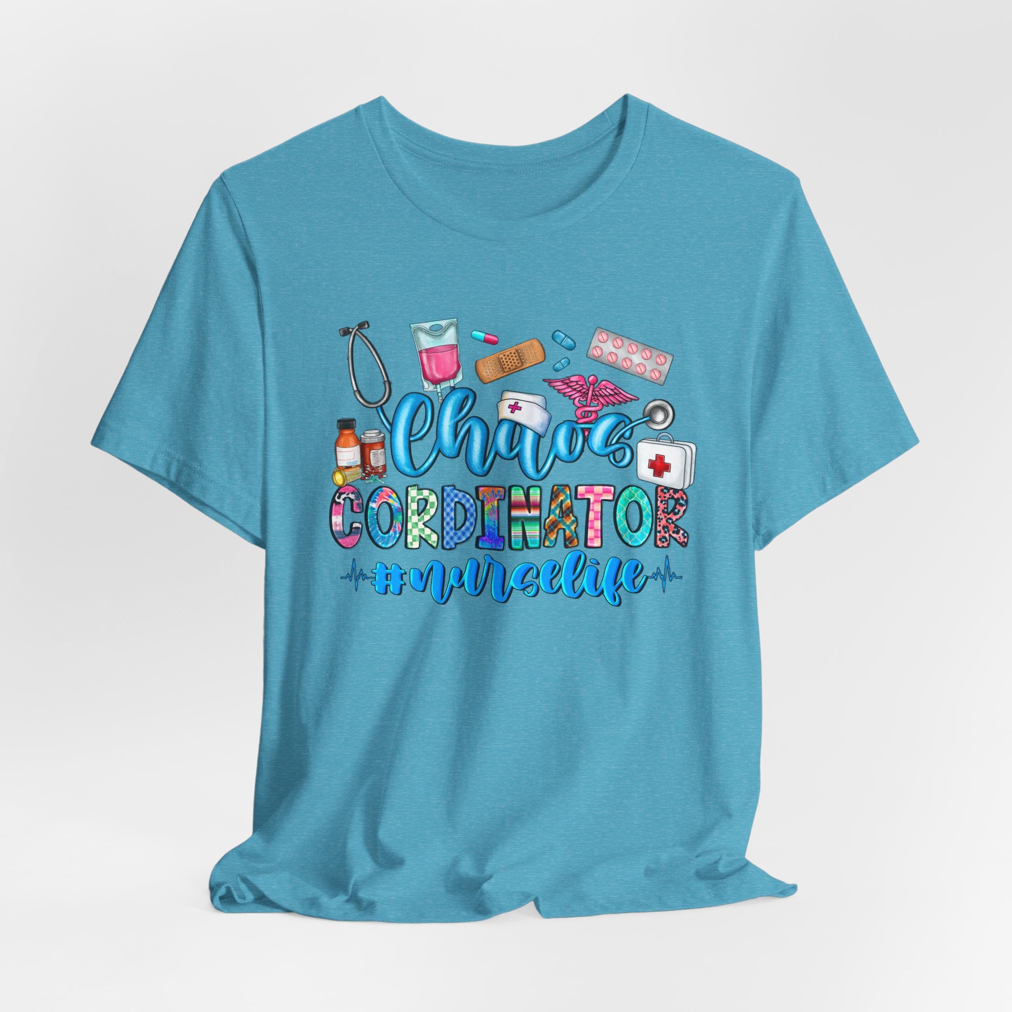 Chaos Coordinator Nurse T-Shirt – Cute Medical Icons Nursing Tee