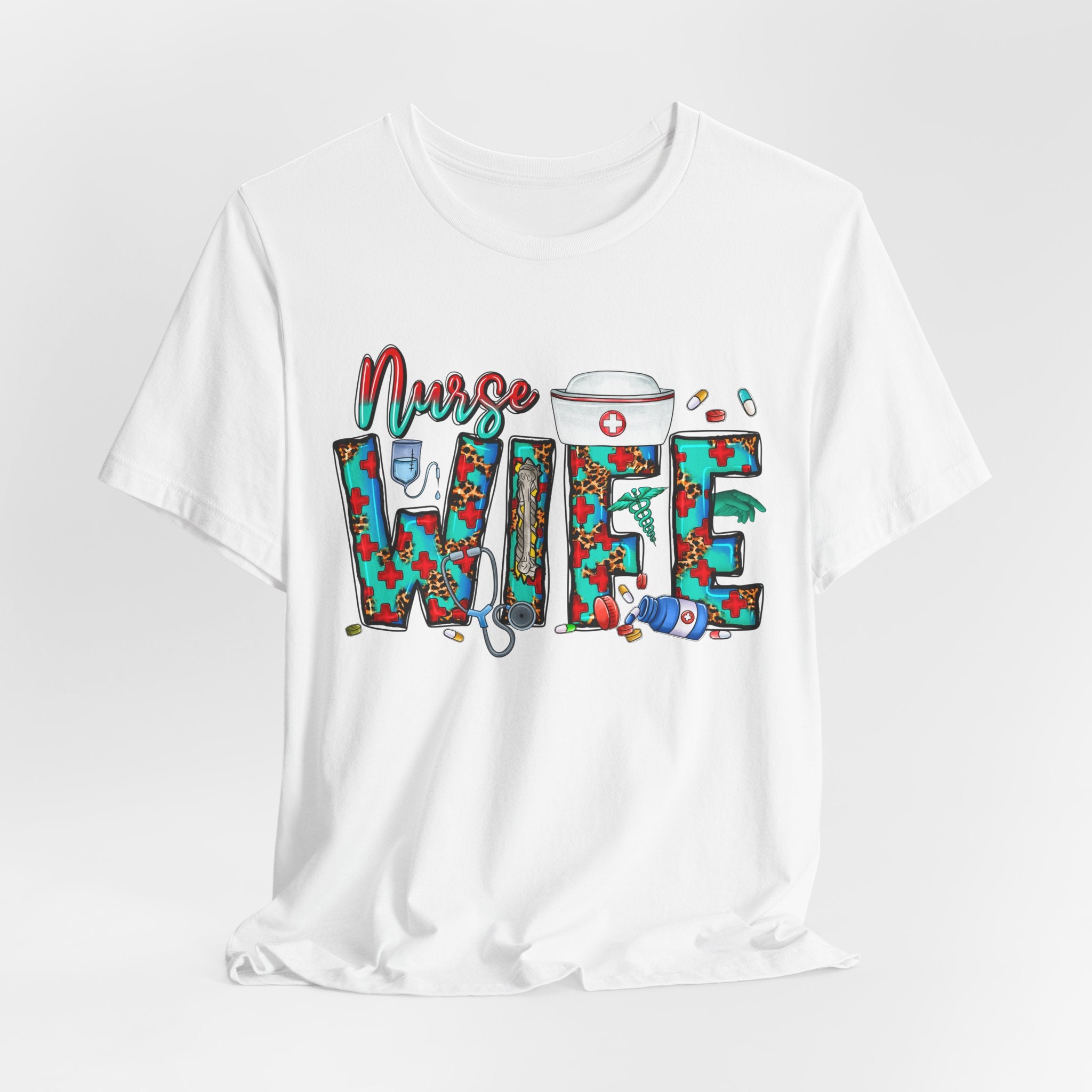 Nurse Wife T‑Shirt — Floral Medical Design Tee for Nursing Spouses