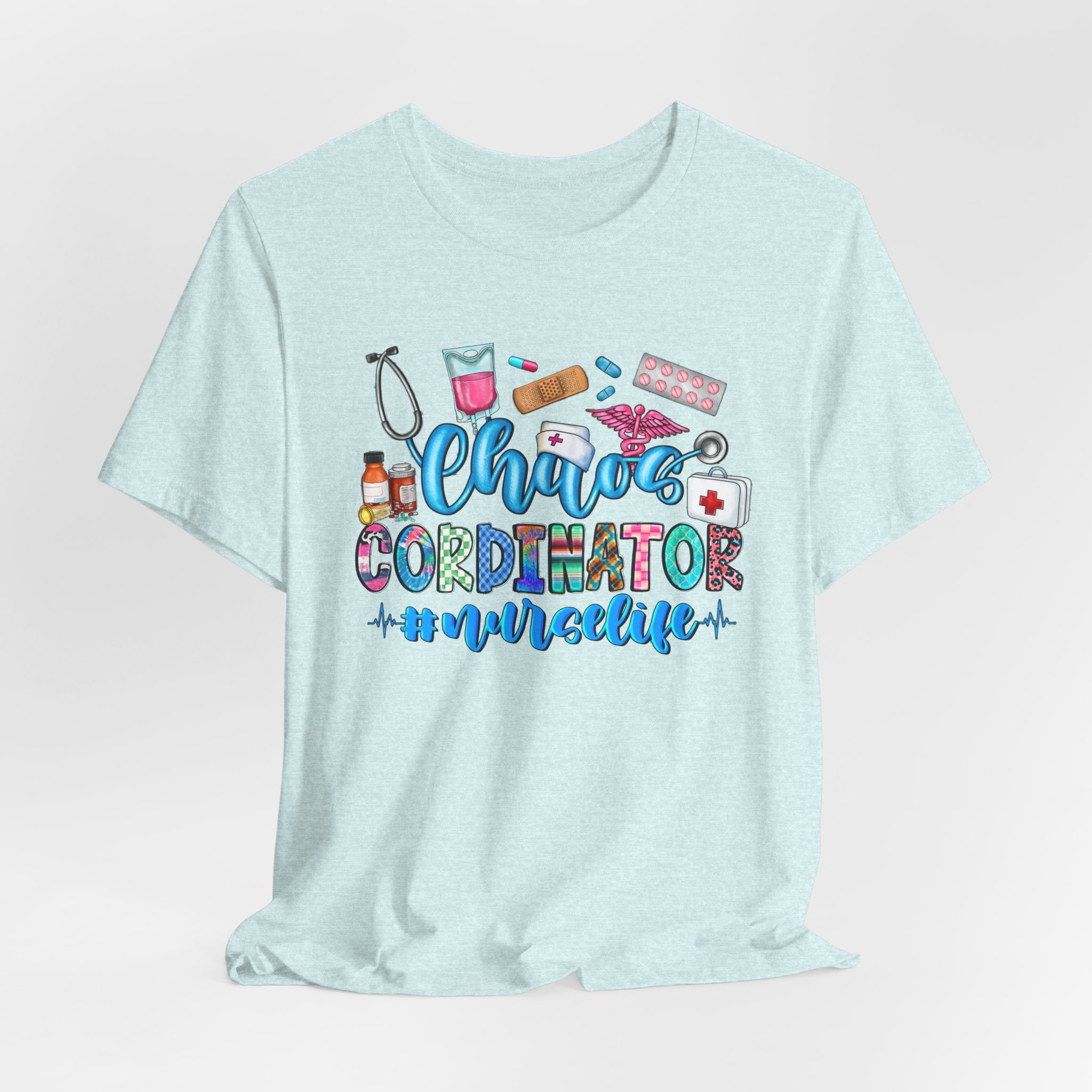 Chaos Coordinator Nurse T-Shirt – Cute Medical Icons Nursing Tee