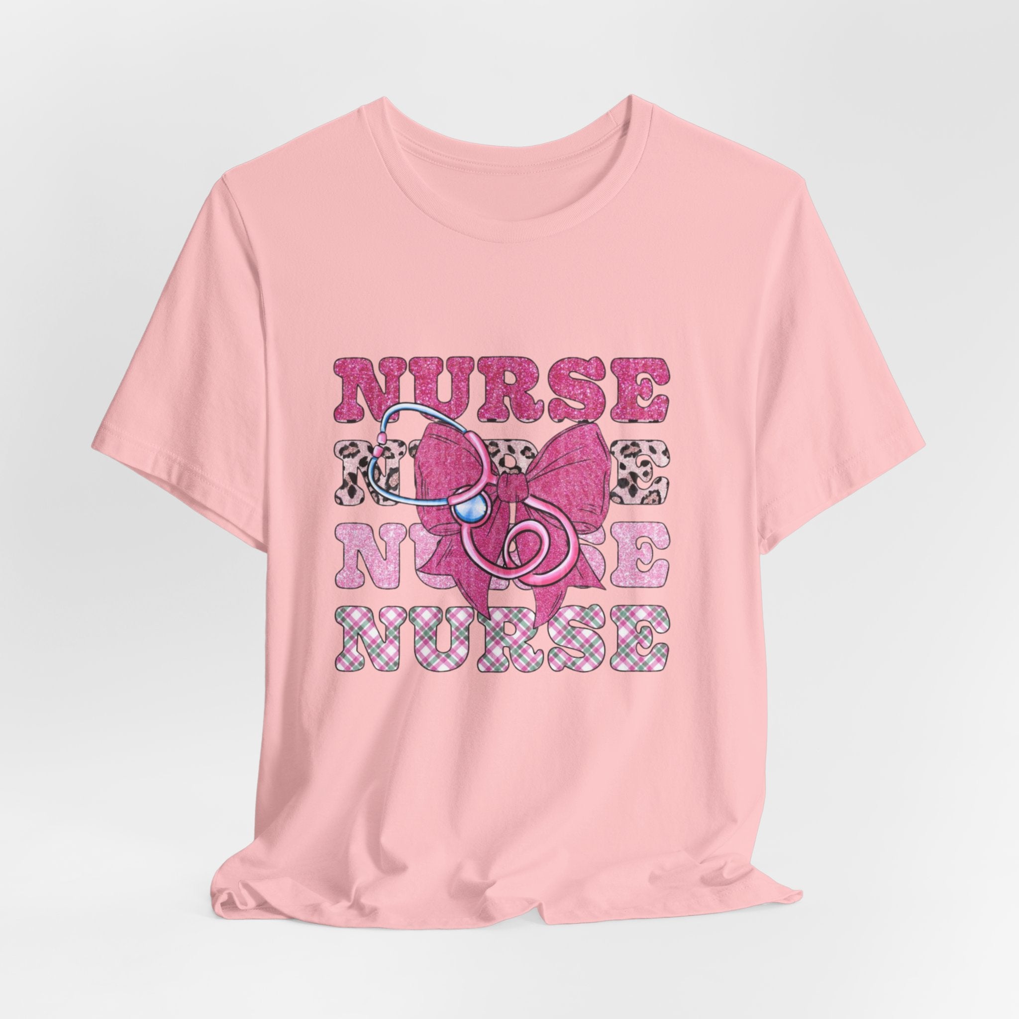 Nurse Life T-Shirt - Pink Stethoscope & Bow Graphic