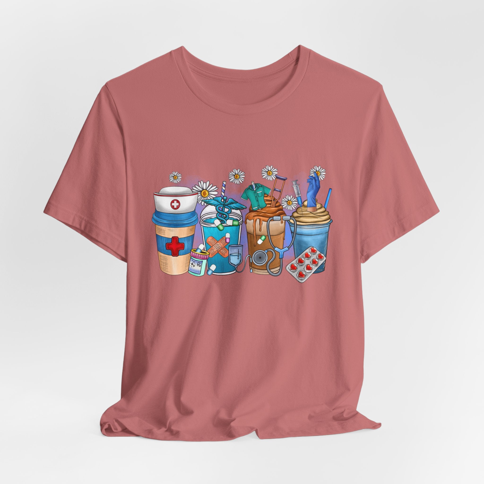 Nurse Life T‑Shirt — Cute Medical Coffee & Scrubs Illustration Tee