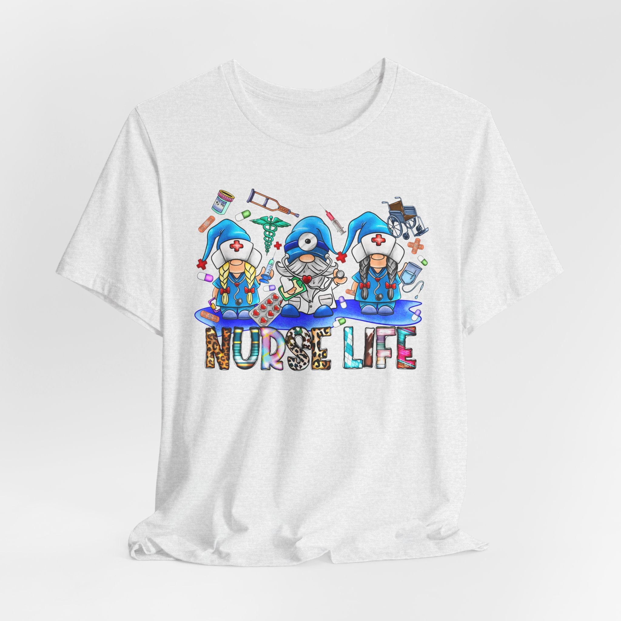 Nurse Life Graphic Tee – Cute Gnome Nurses Design