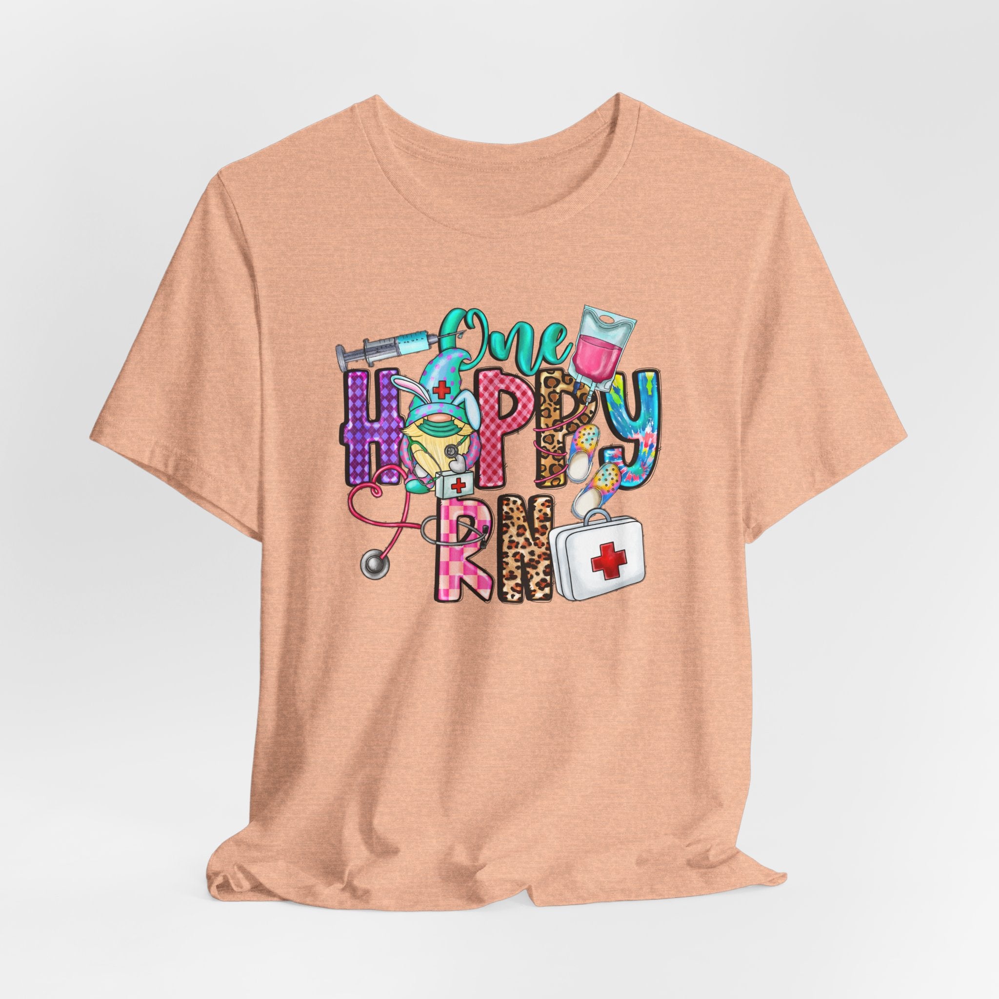 Nurse 'One Happy RN' Graphic Tee – Cute Colorful Nursing T-Shirt