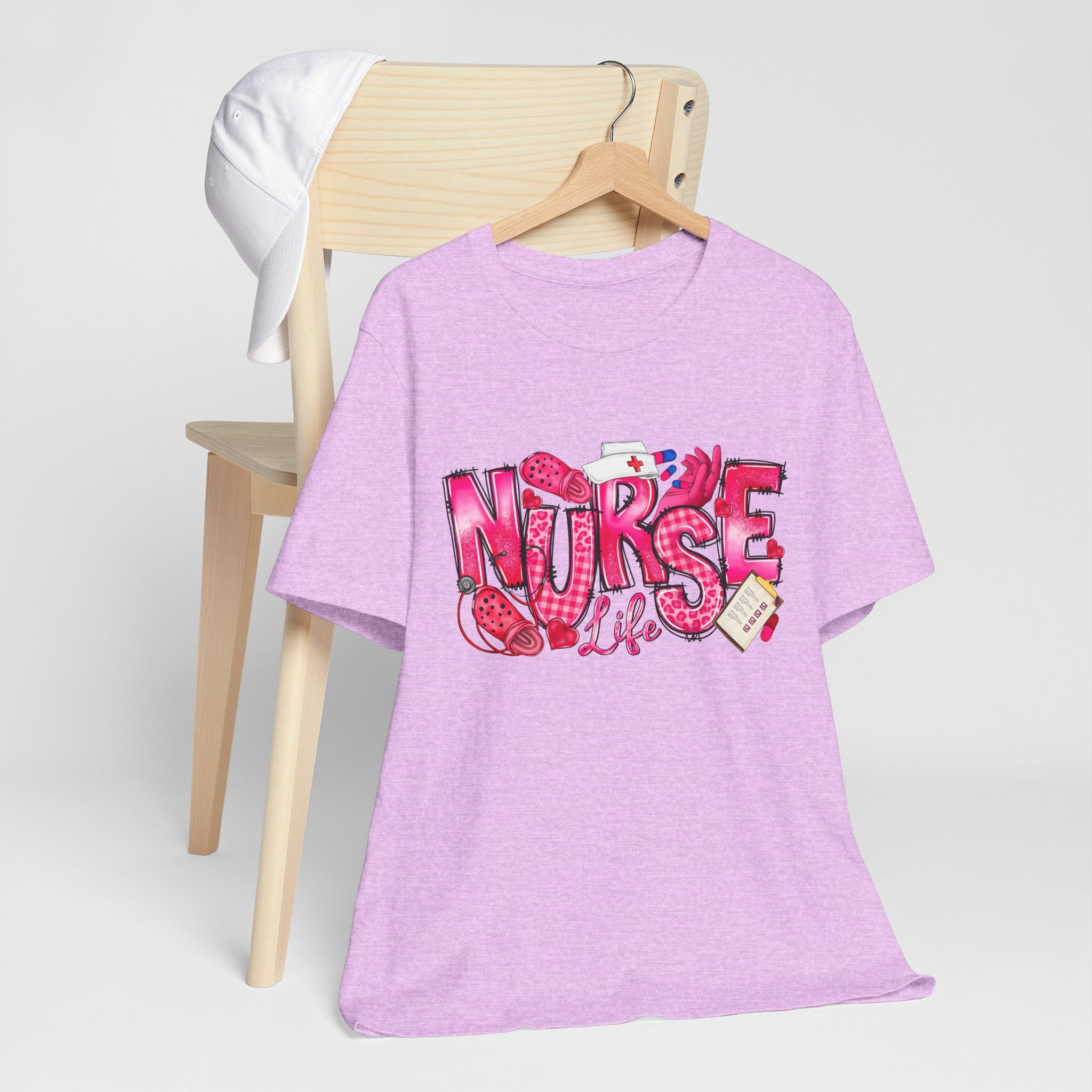 Nurse Life Graphic Tee - Pink Medical Icons