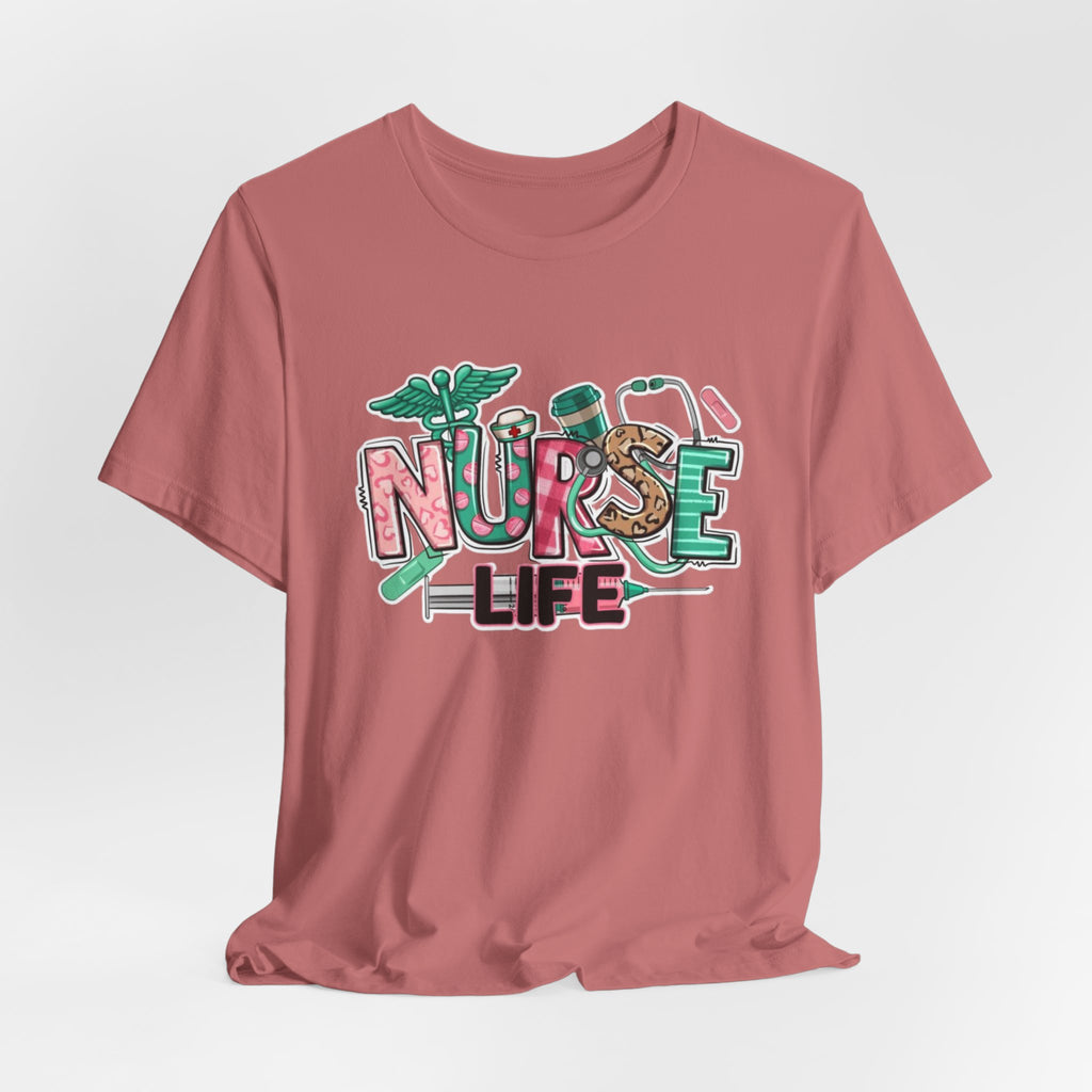 Nurse Life T-Shirt – Cute Medical Scrubs Tee with Stethoscope & Pill Graphic