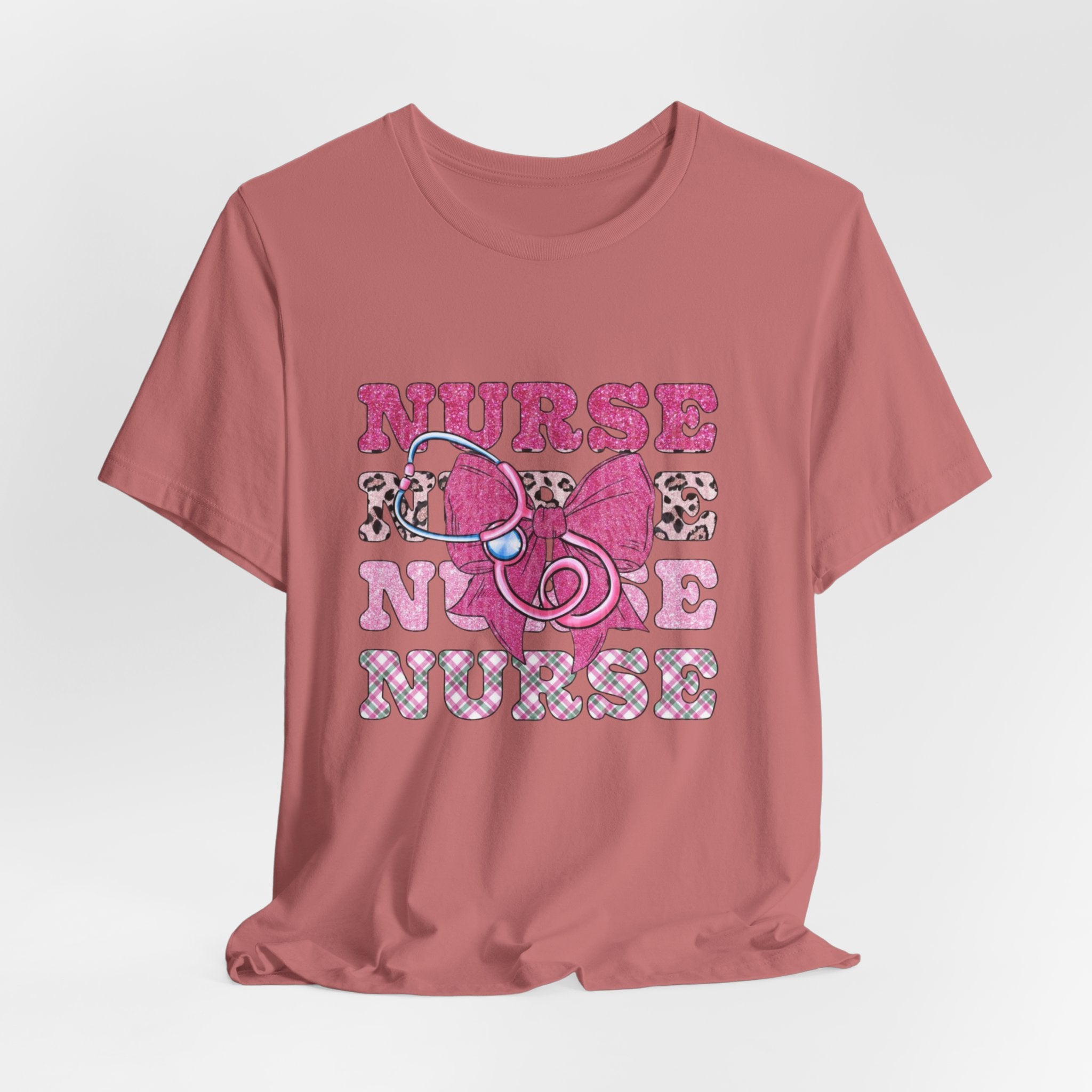 Nurse Life T-Shirt - Pink Stethoscope & Bow Graphic