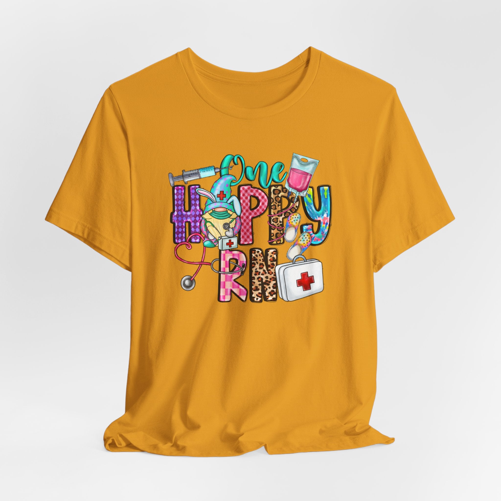 Nurse 'One Happy RN' Graphic Tee – Cute Colorful Nursing T-Shirt