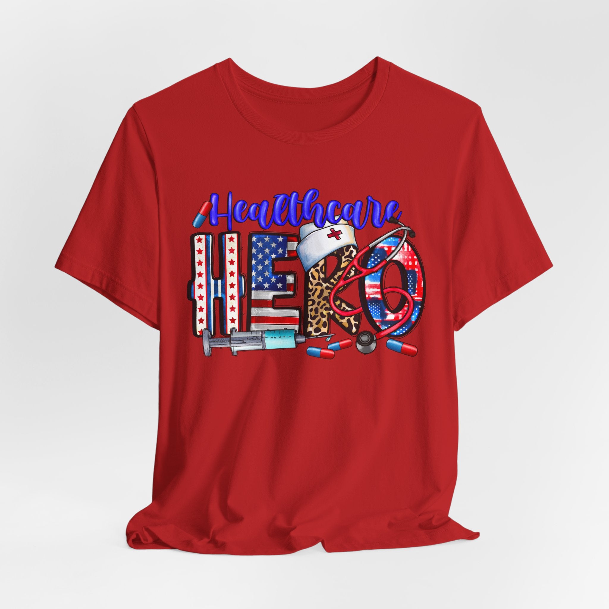 Healthcare Hero Tee — American Flag RN LPN Nursing Graphic T-Shirt