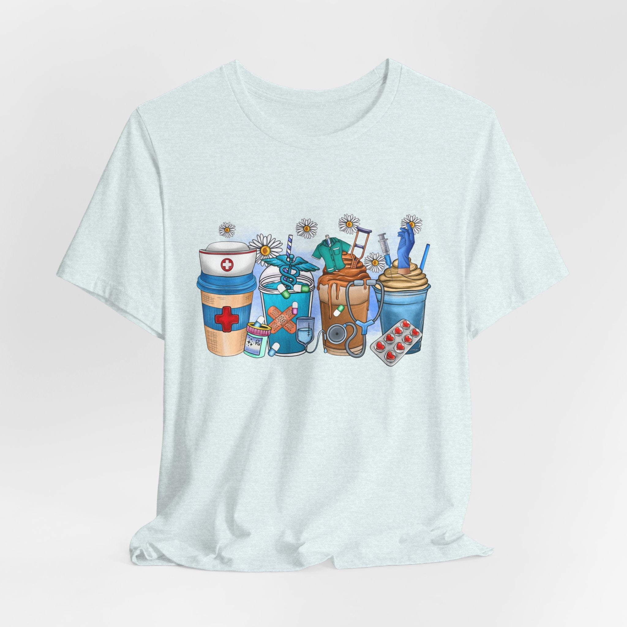 Nurse Life T‑Shirt — Cute Medical Coffee & Scrubs Illustration Tee