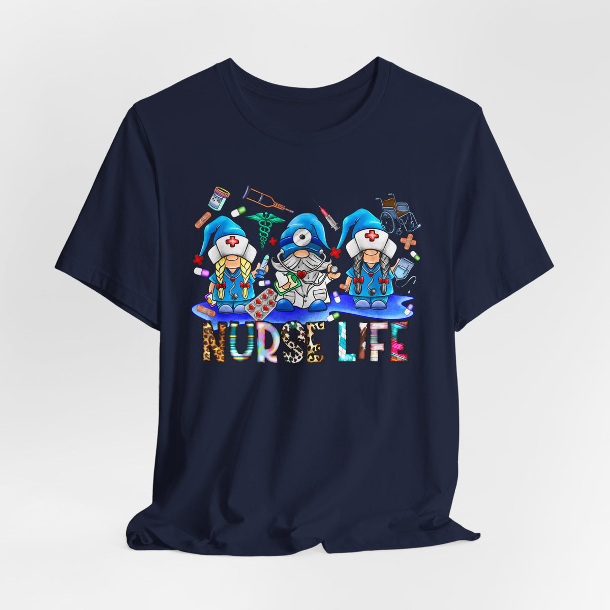 Nurse Life Graphic Tee – Cute Gnome Nurses Design