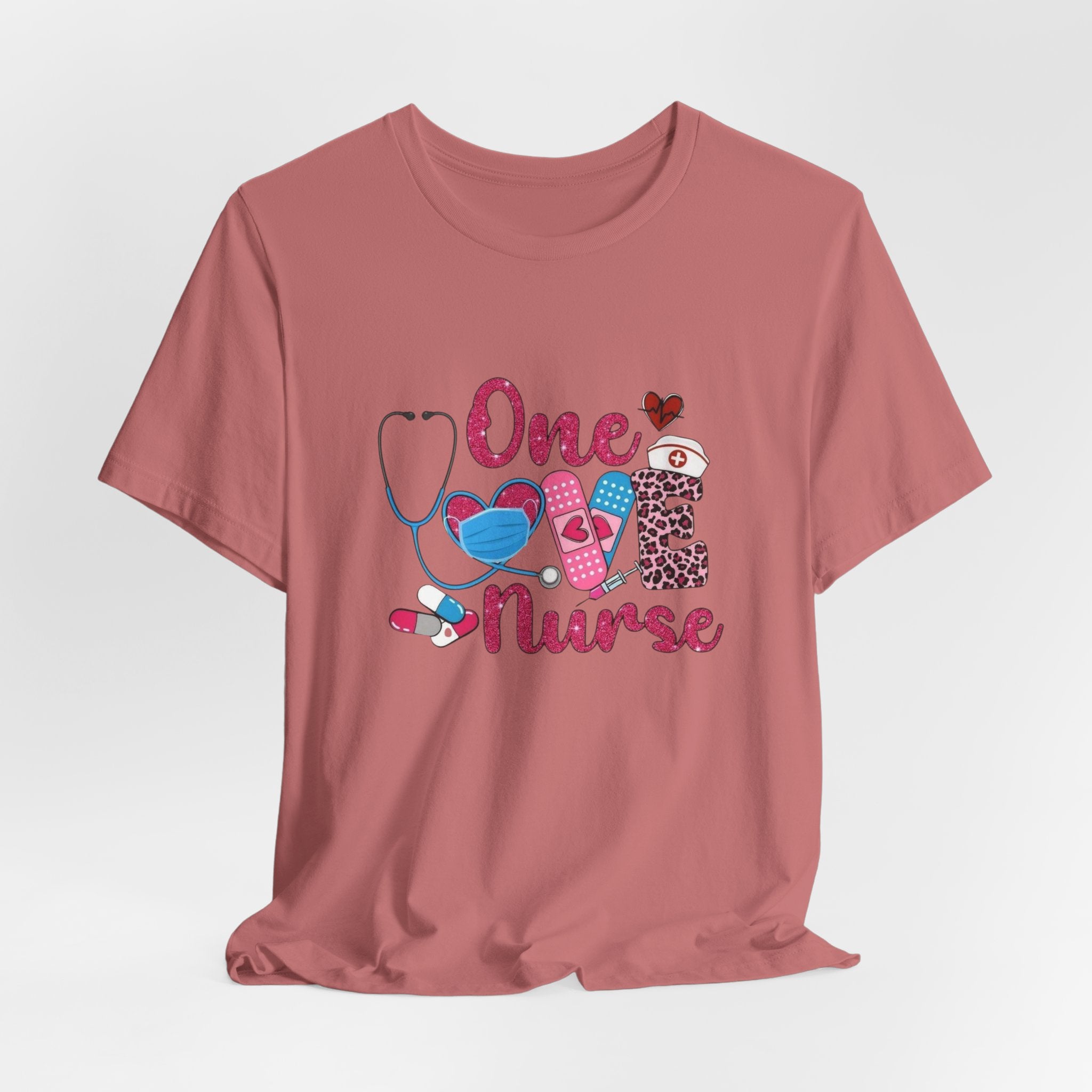 Nurse Love T-Shirt — "One Love Nurse" Cute Stethoscope & Bandage Design