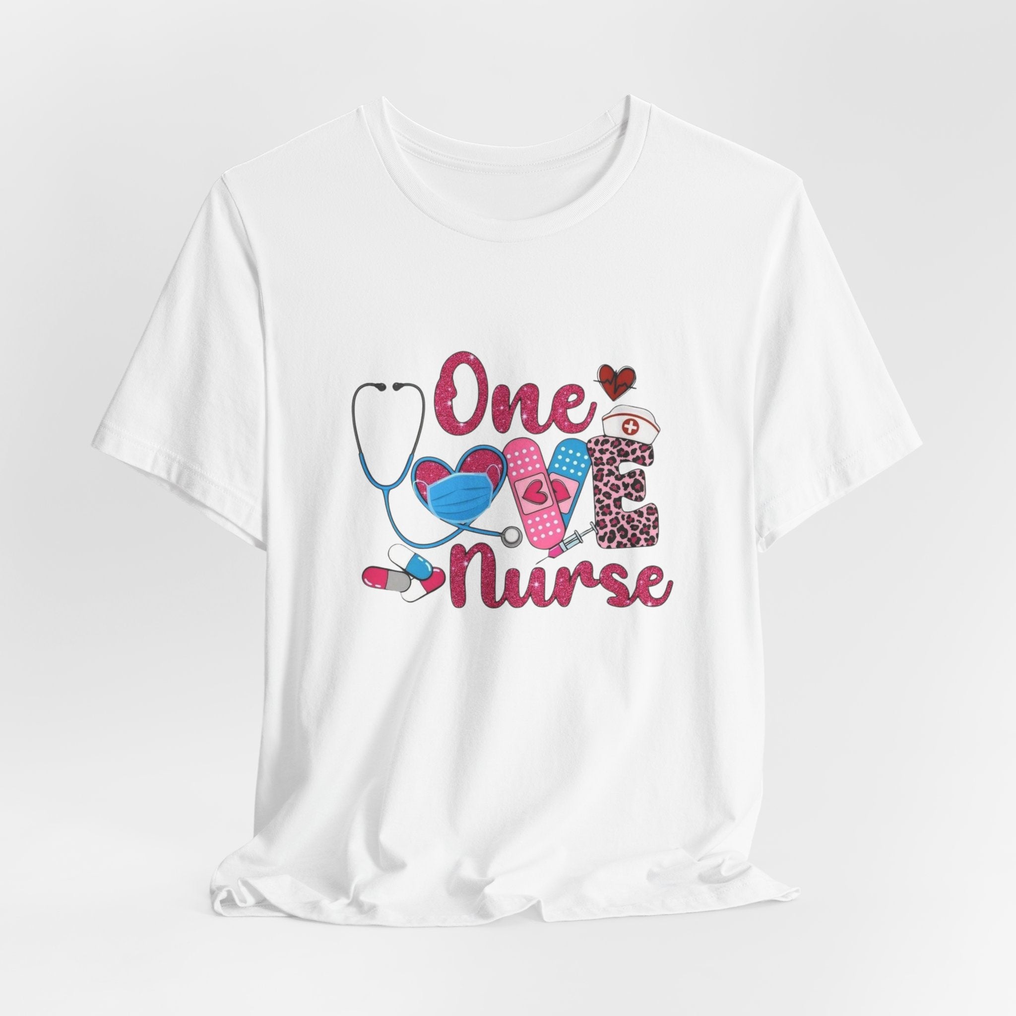 Nurse Love T-Shirt — "One Love Nurse" Cute Stethoscope & Bandage Design