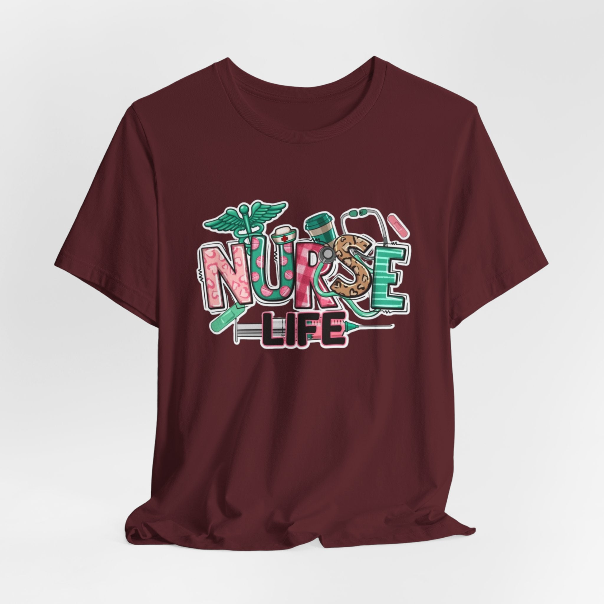 Nurse Life T-Shirt – Cute Medical Scrubs Tee with Stethoscope & Pill Graphic