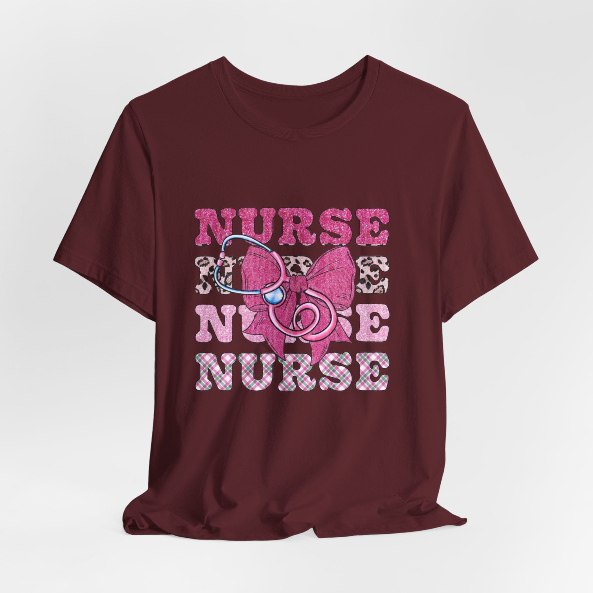 Nurse Life T-Shirt - Pink Stethoscope & Bow Graphic