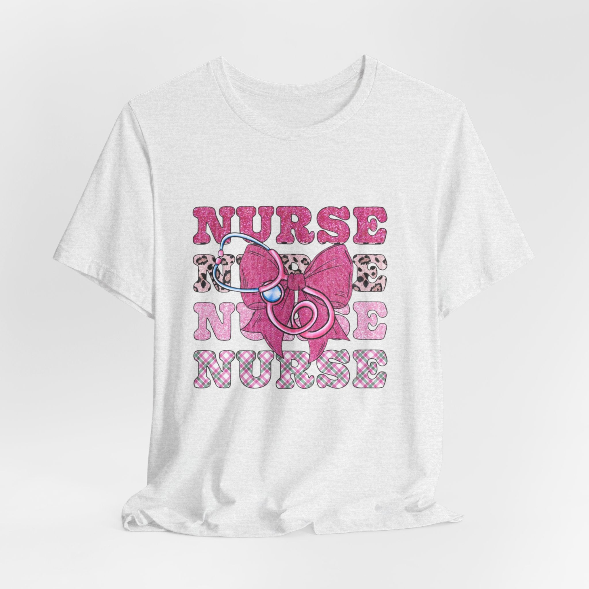 Nurse Life T-Shirt - Pink Stethoscope & Bow Graphic