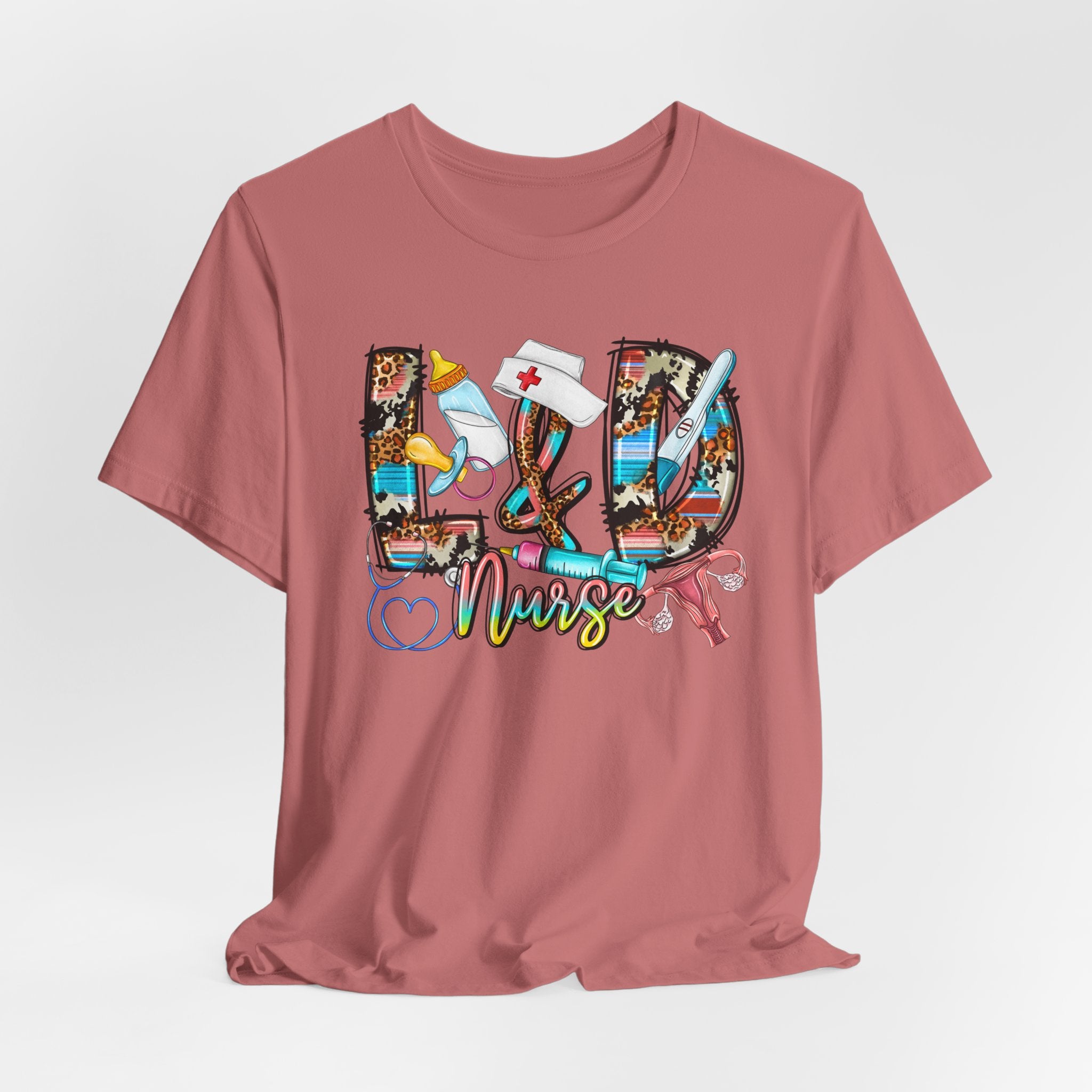 RN Nurse Graphic Tee - Colorful Medical Icons Scrubs Shirt for Registered Nurses