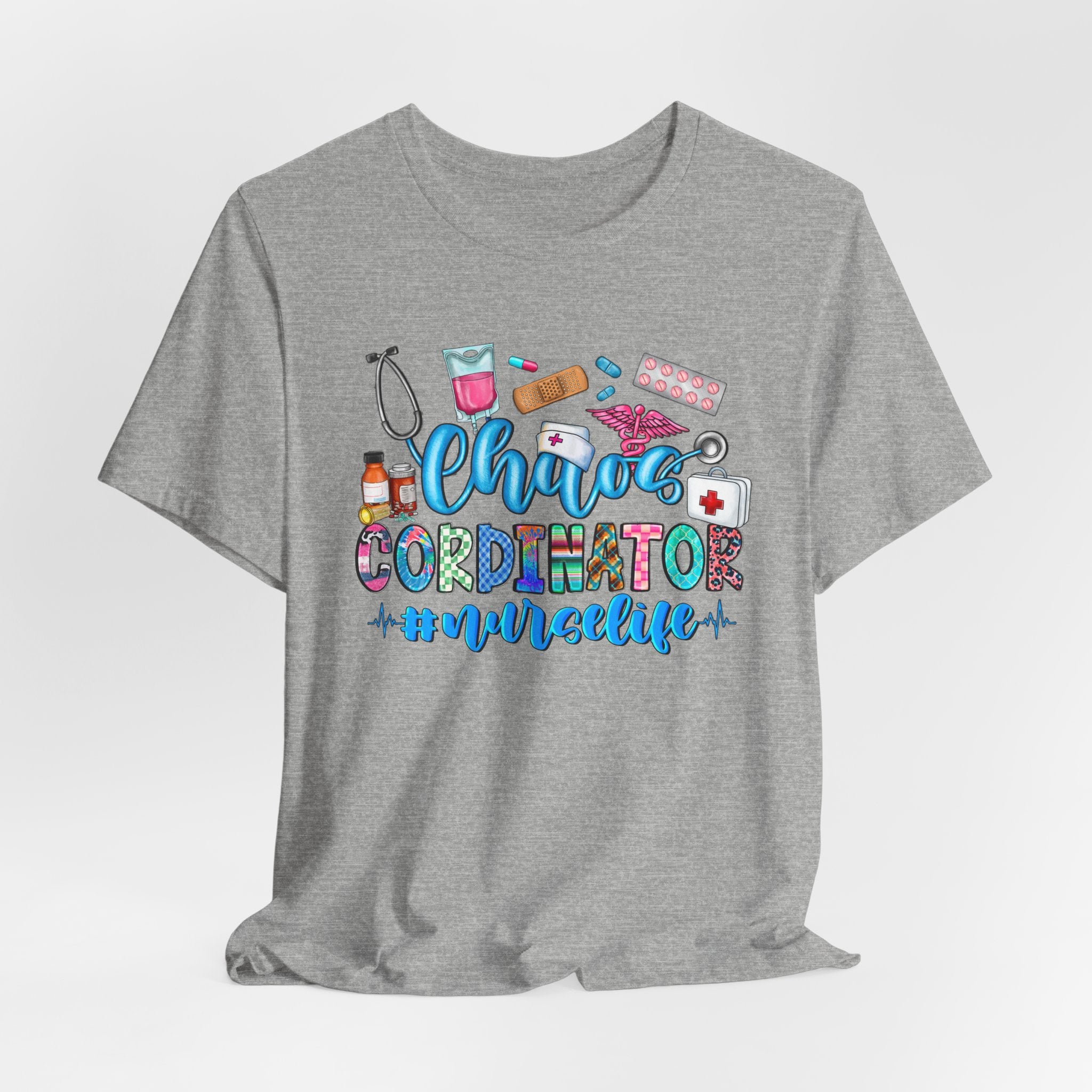 Chaos Coordinator Nurse T-Shirt – Cute Medical Icons Nursing Tee