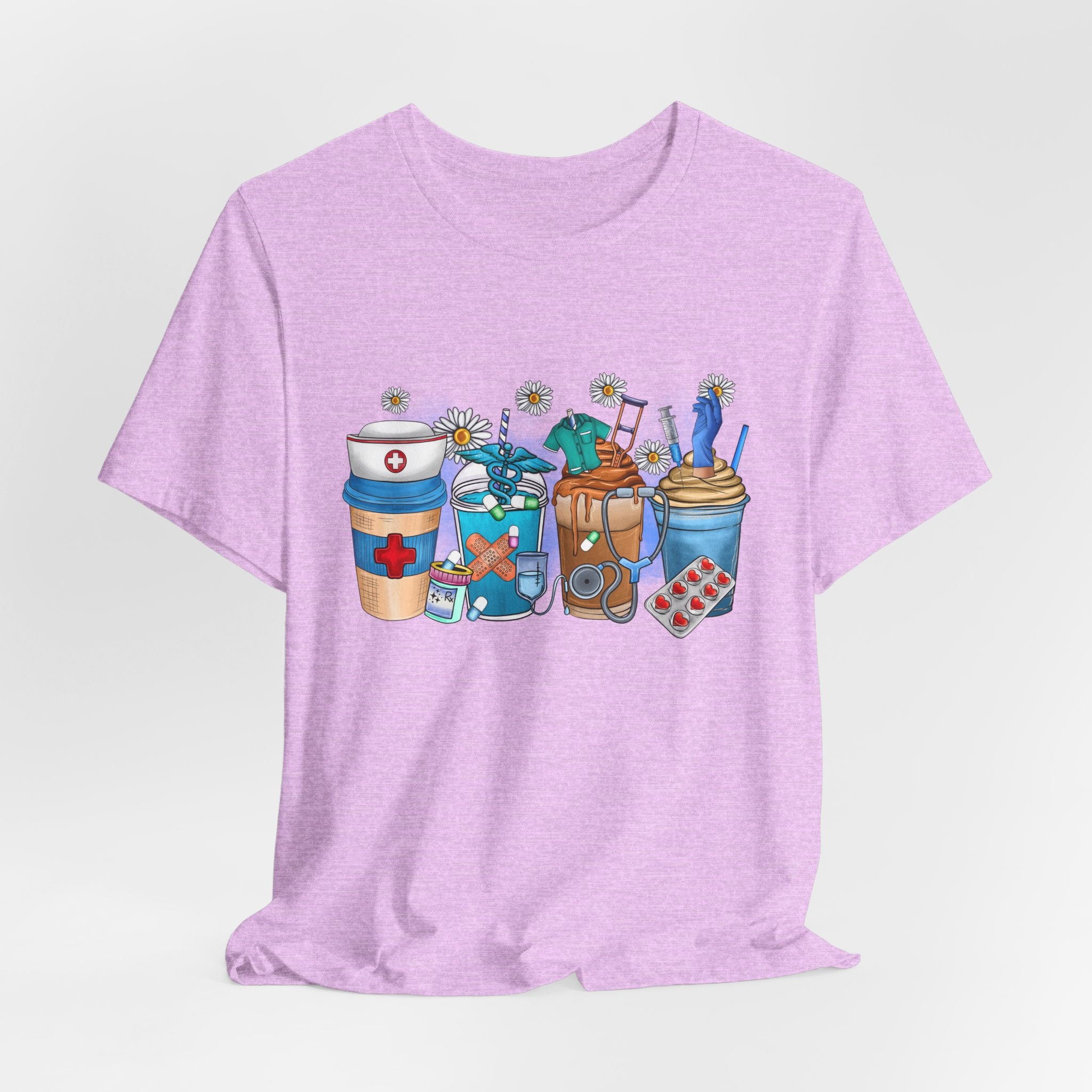 Nurse Life T‑Shirt — Cute Medical Coffee & Scrubs Illustration Tee